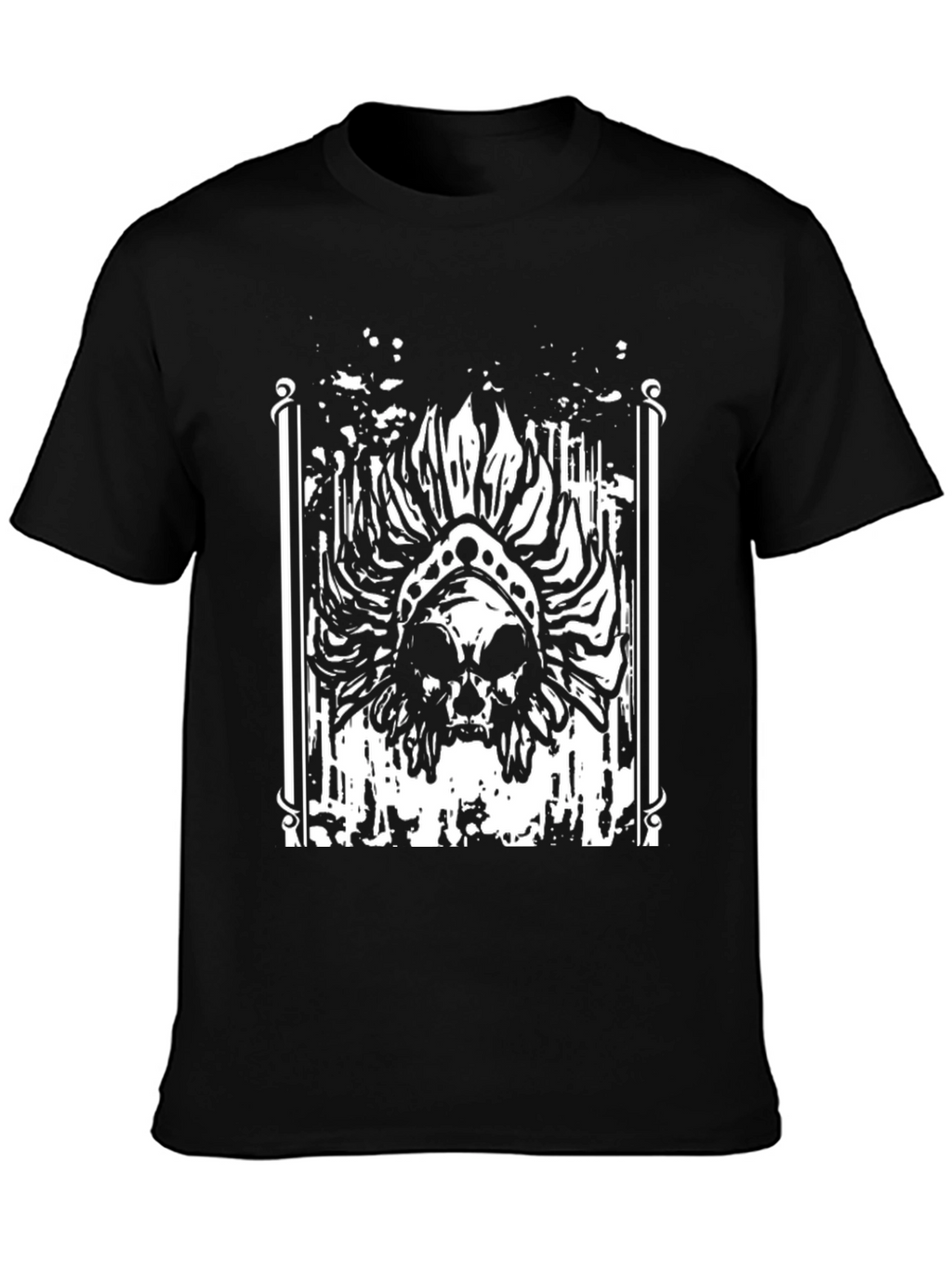 Skull Headdress Graphic Black T-Shirt