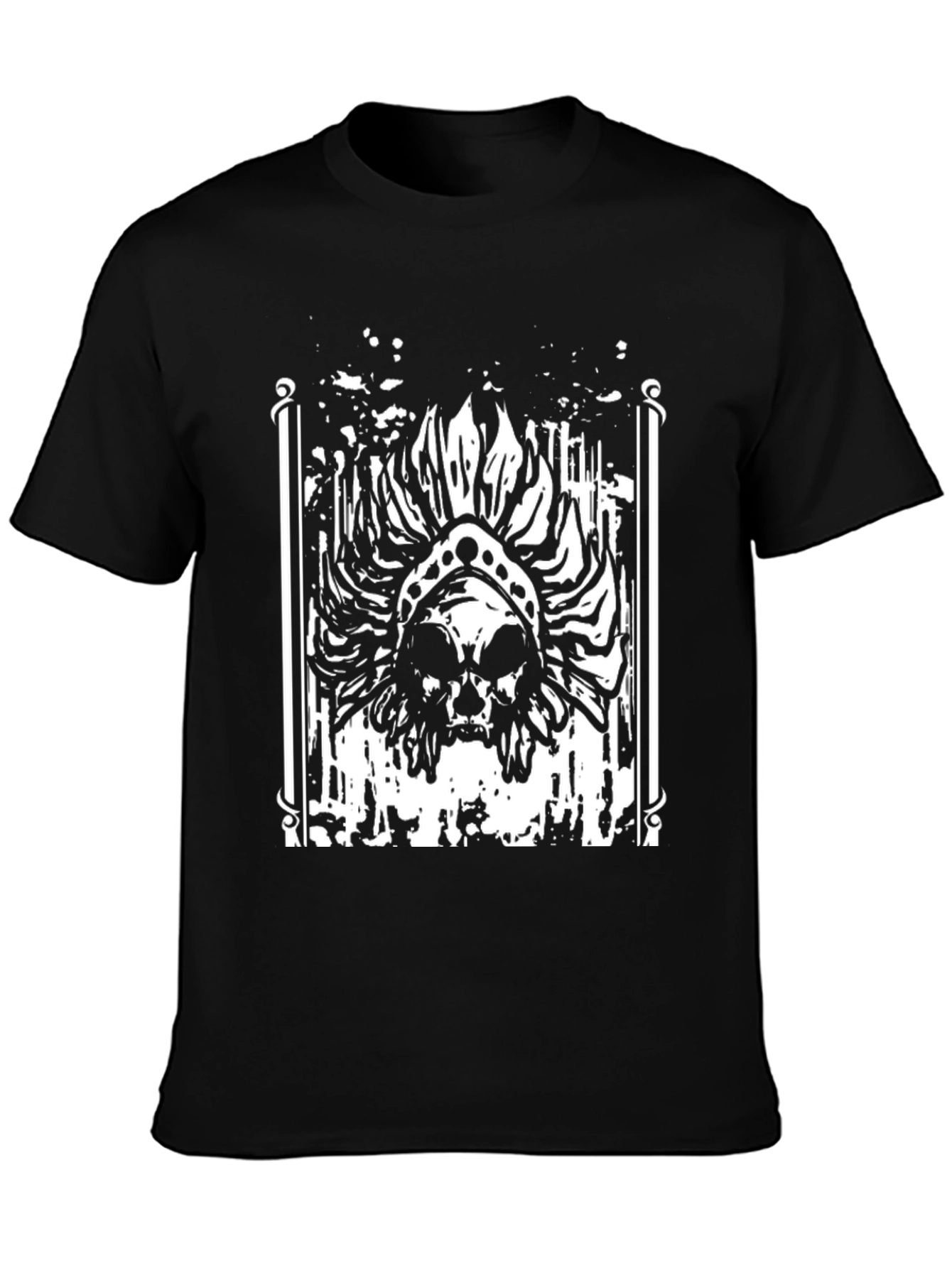 Skull Headdress Graphic Black T-Shirt