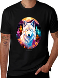 Wolf Graphic Print Crew Neck T-Shirt