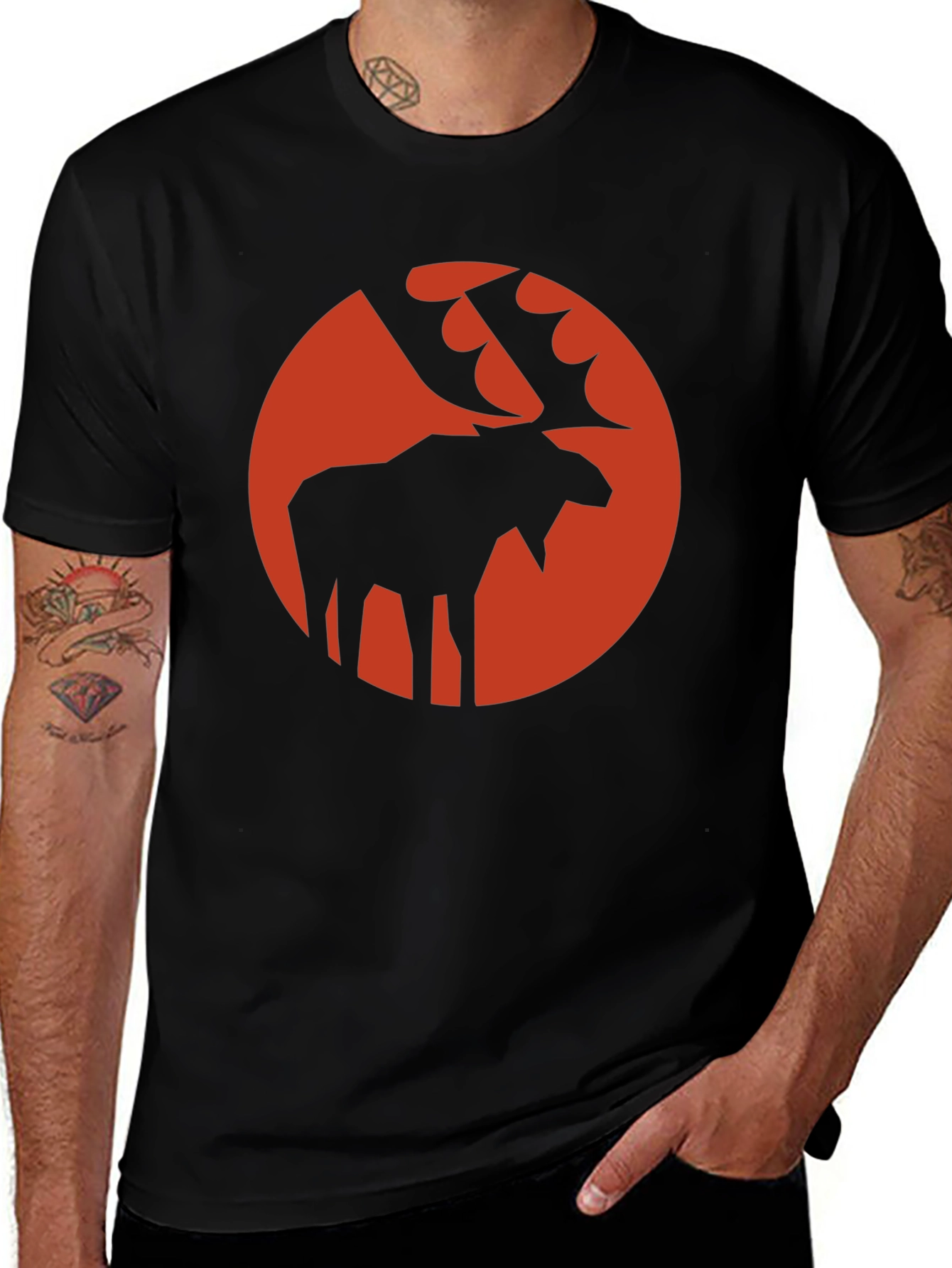 Moose Silhouette Graphic Tee - Stylish Black T-Shirt