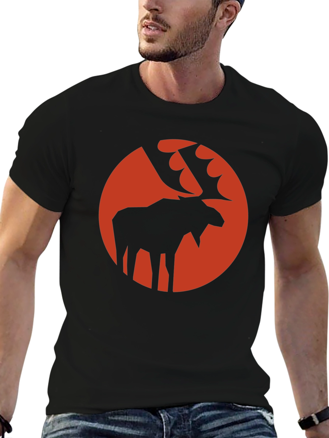 Moose Silhouette Graphic Tee - Stylish Black T-Shirt