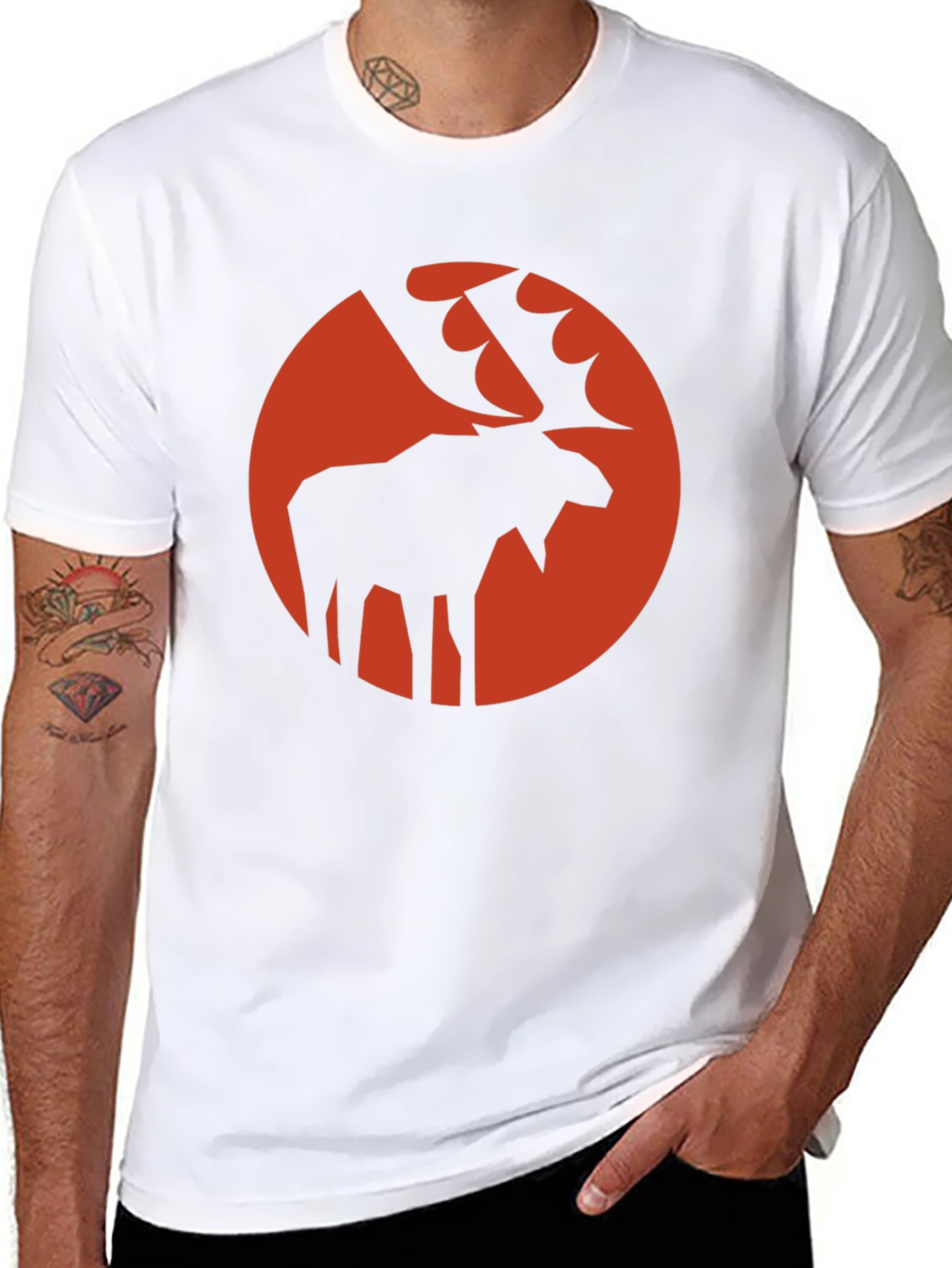 Moose Silhouette Graphic Tee - Stylish Black T-Shirt