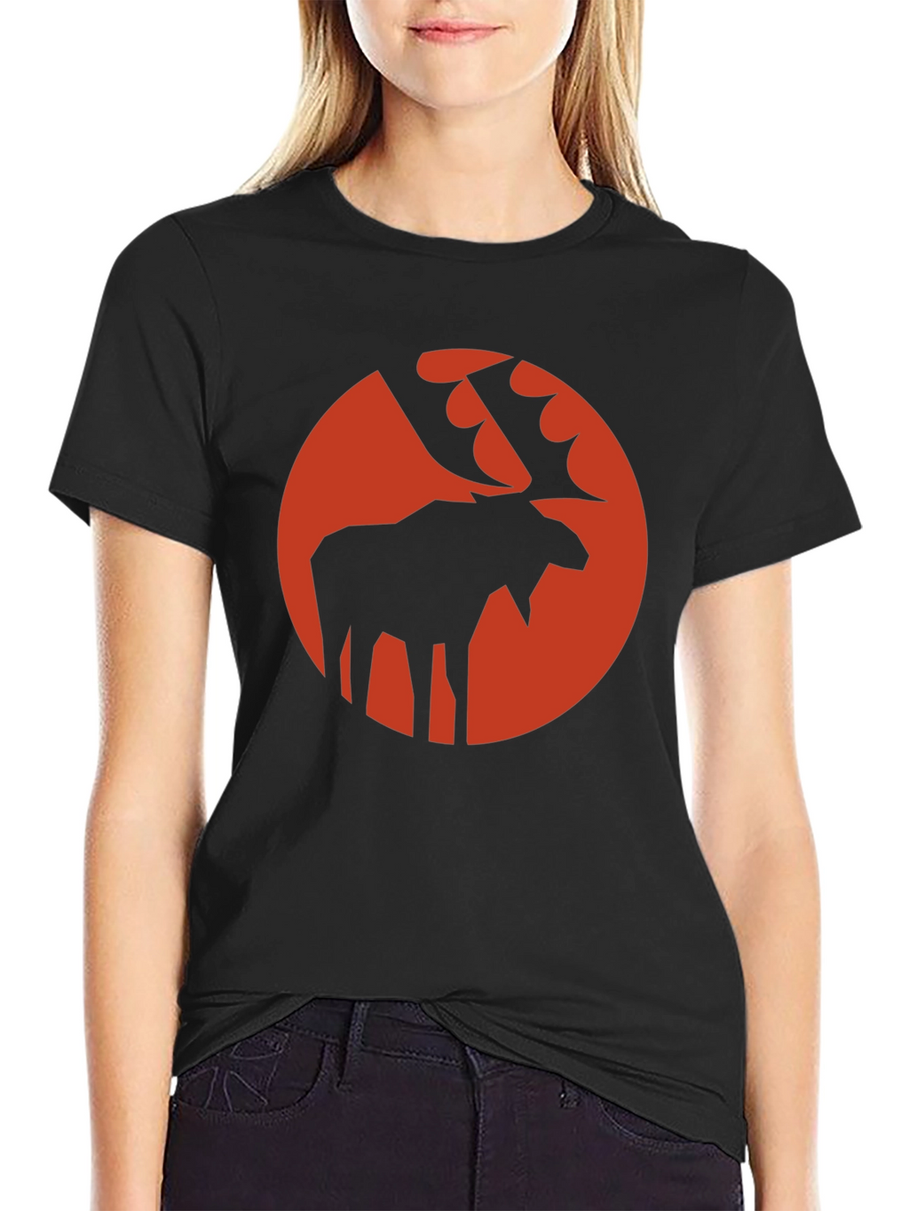 Moose Silhouette Graphic Tee - Stylish Black T-Shirt
