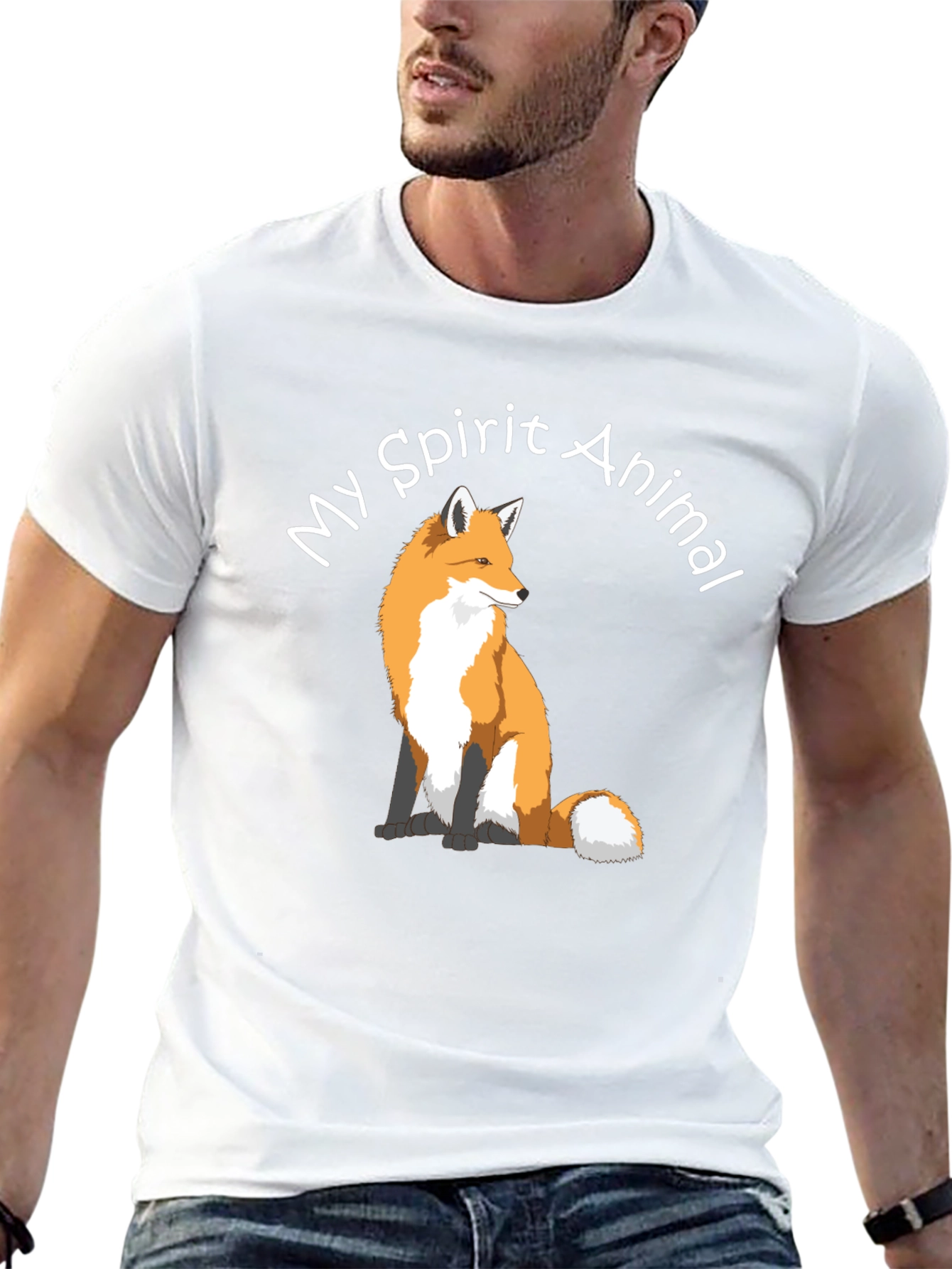 Fox Spirit Animal Graphic Tee - Black Cotton T-Shirt
