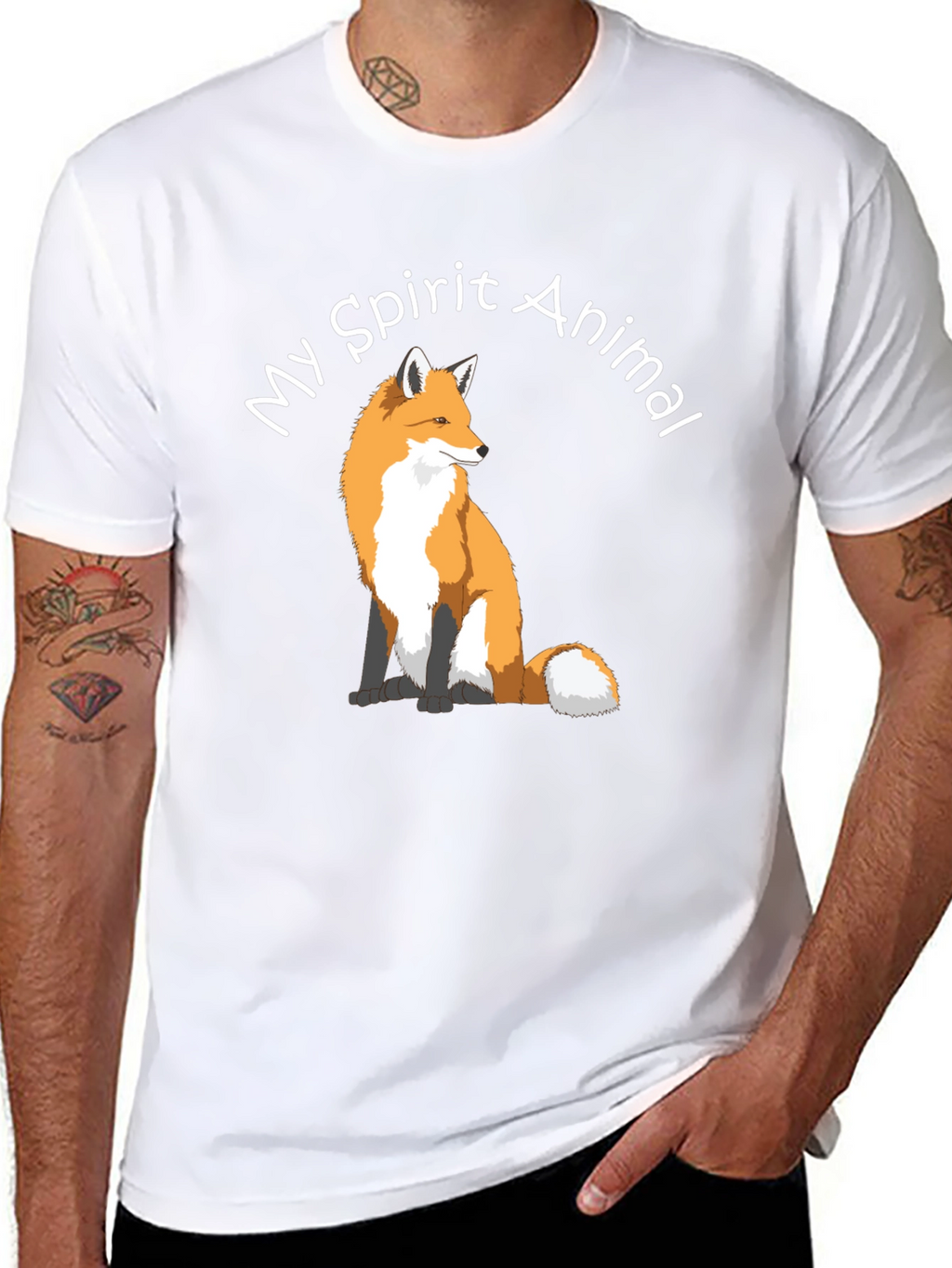 Fox Spirit Animal Graphic Tee - Black Cotton T-Shirt
