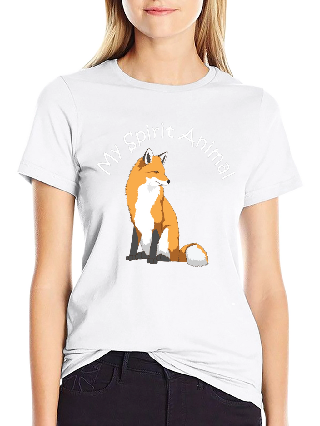 Fox Spirit Animal Graphic Tee - Black Cotton T-Shirt