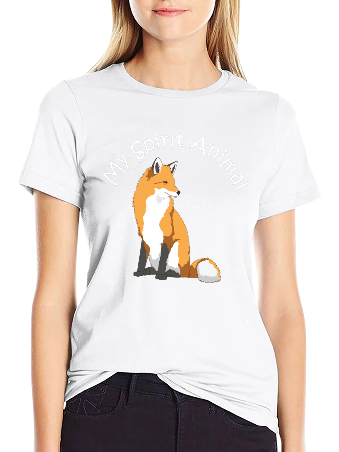 Fox Spirit Animal Graphic Tee - Black Cotton T-Shirt