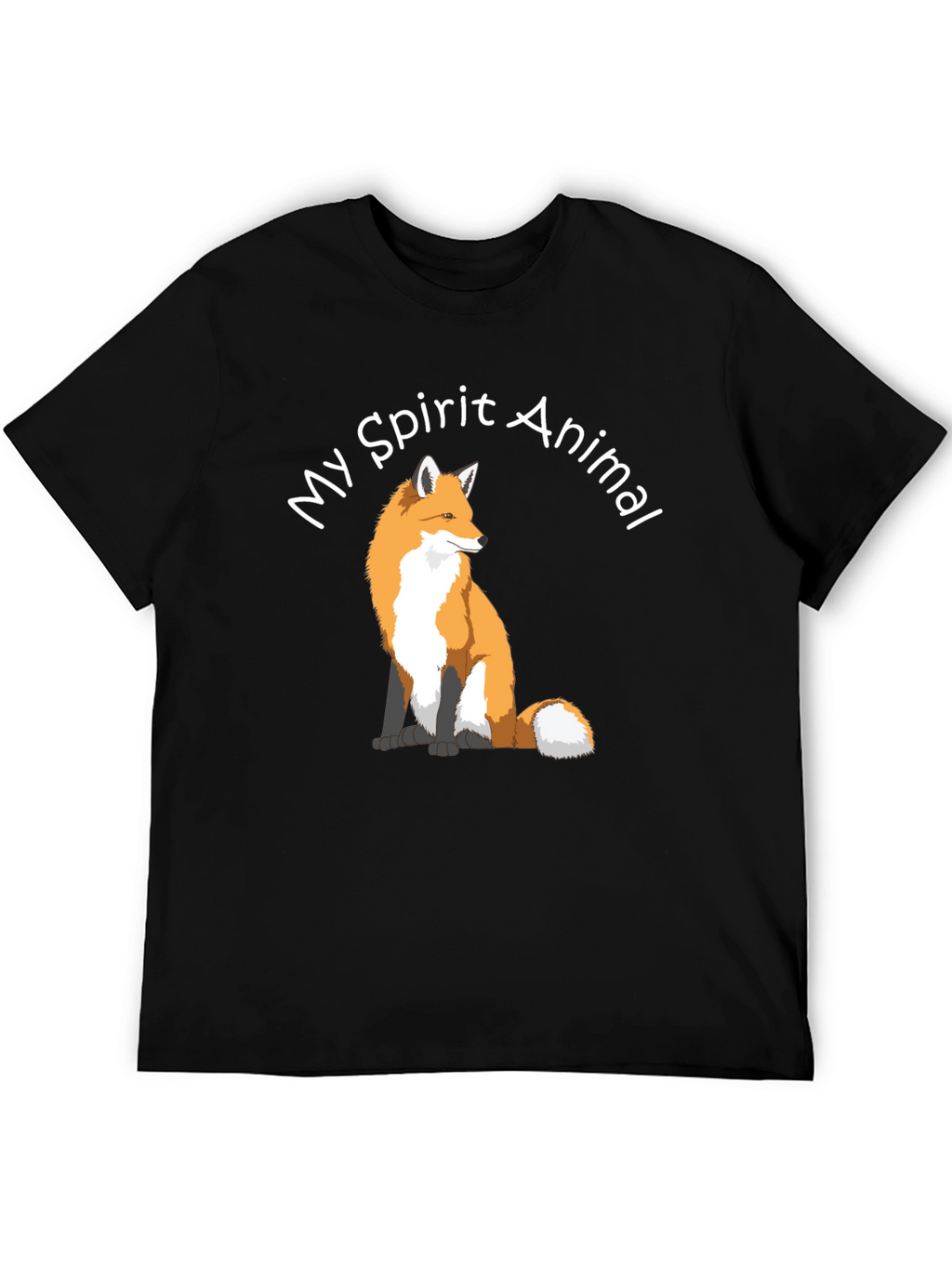 Fox Spirit Animal Graphic Tee - Black Cotton T-Shirt