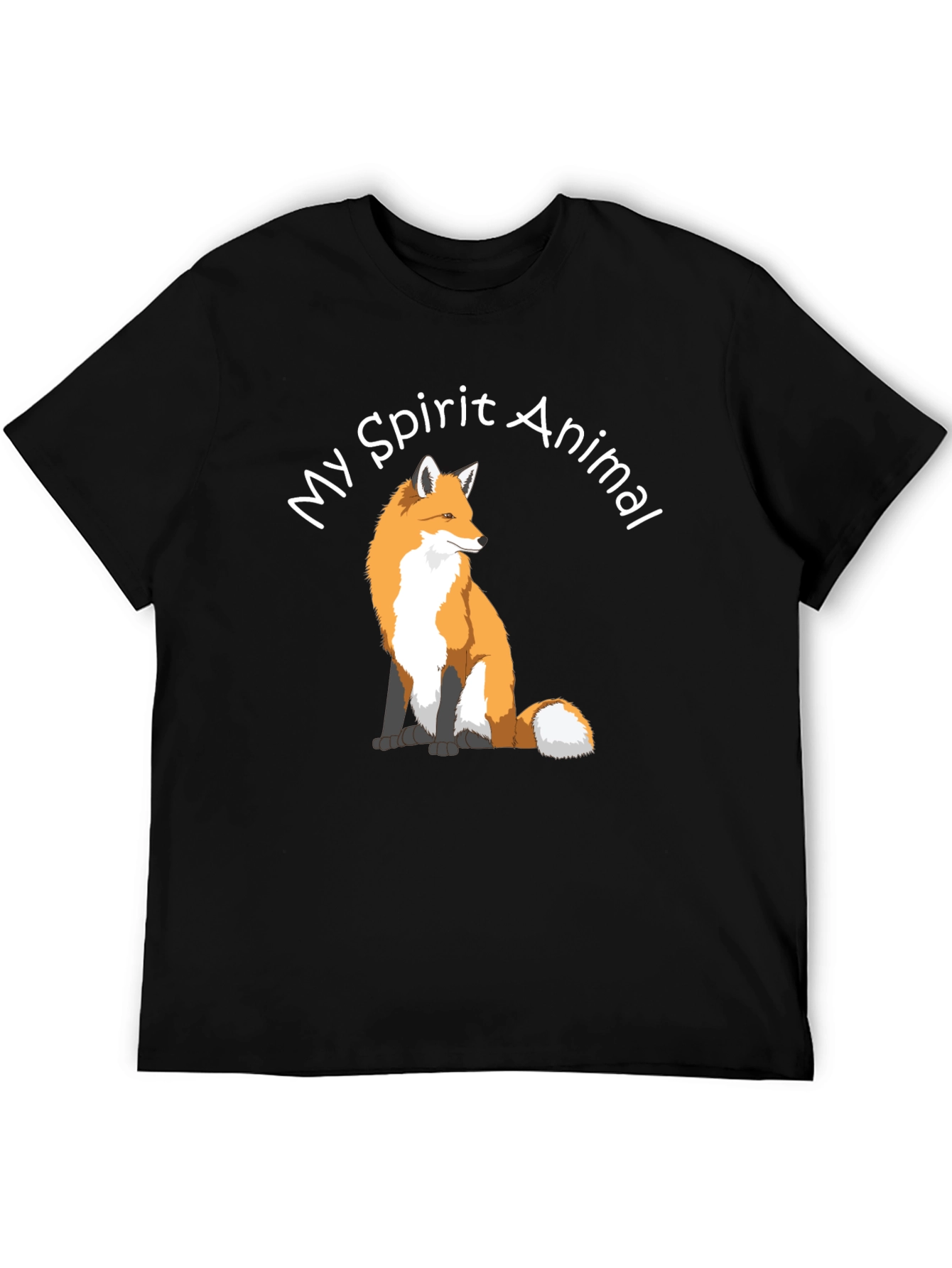 Fox Spirit Animal Graphic Tee - Black Cotton T-Shirt