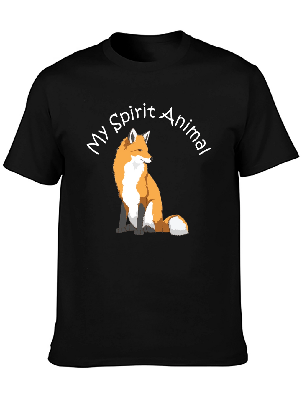 Fox Spirit Animal Graphic Tee - Black Cotton T-Shirt