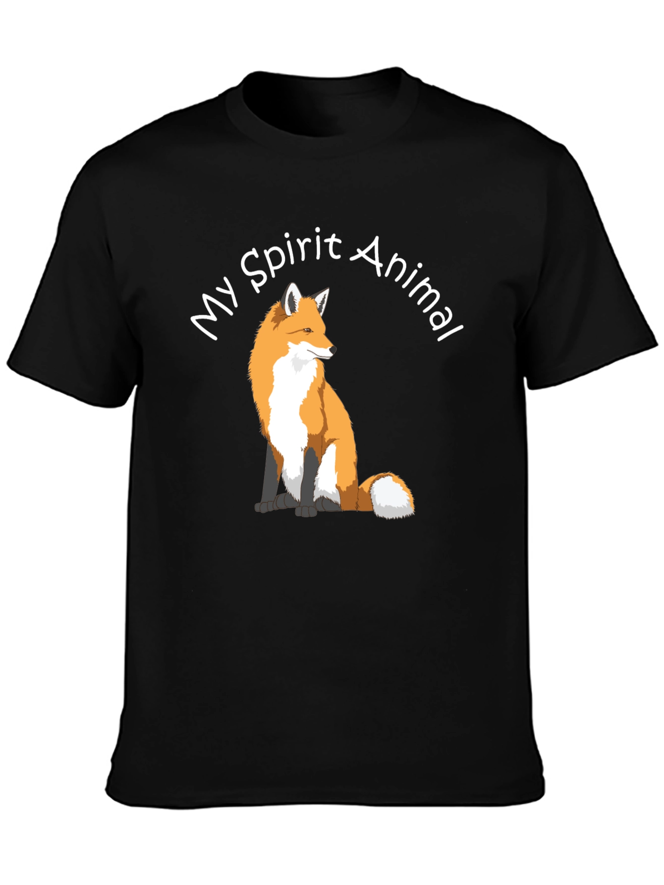 Fox Spirit Animal Graphic Tee - Black Cotton T-Shirt