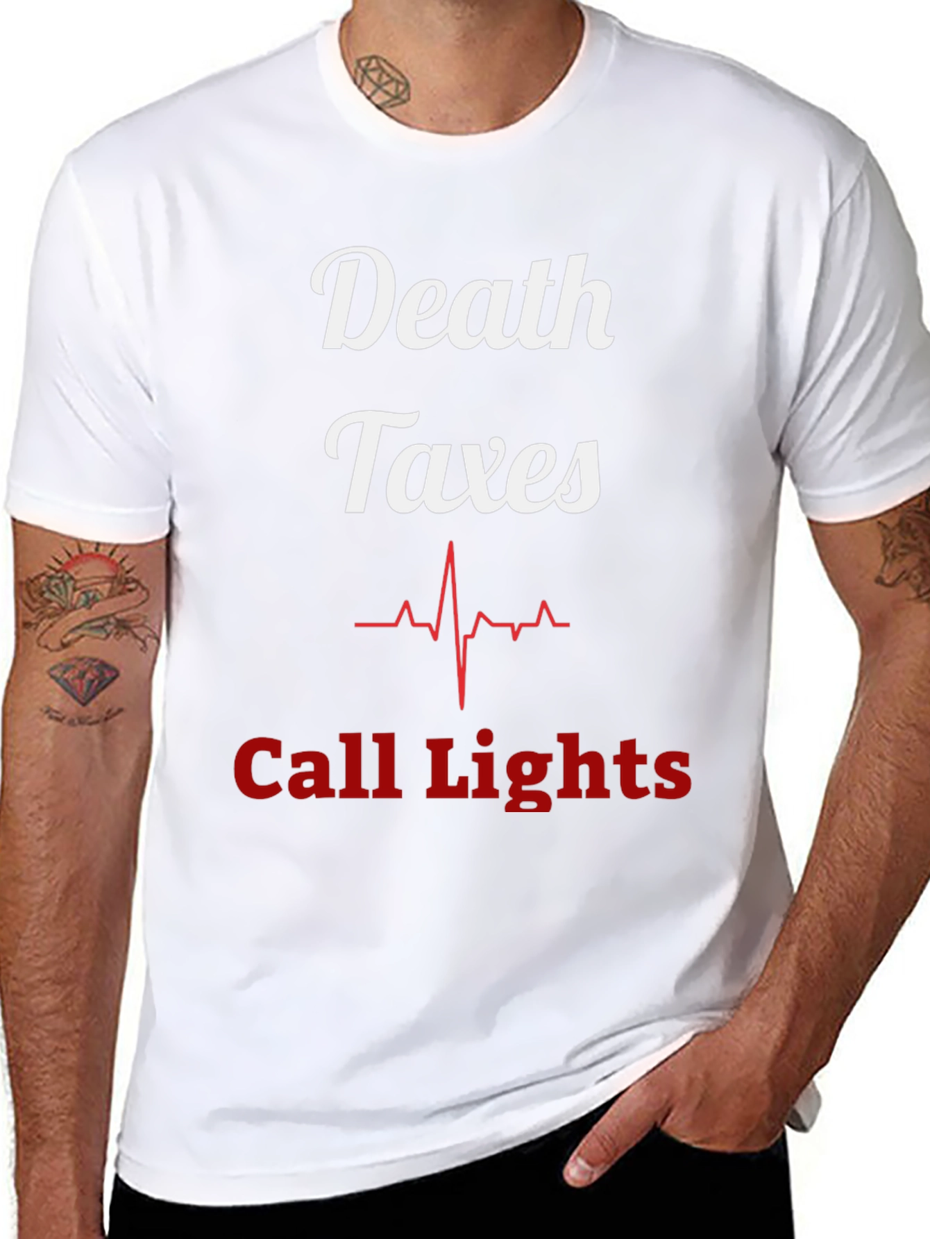 Death Taxes Call Lights T-Shirt - Funny Nurse Tee
