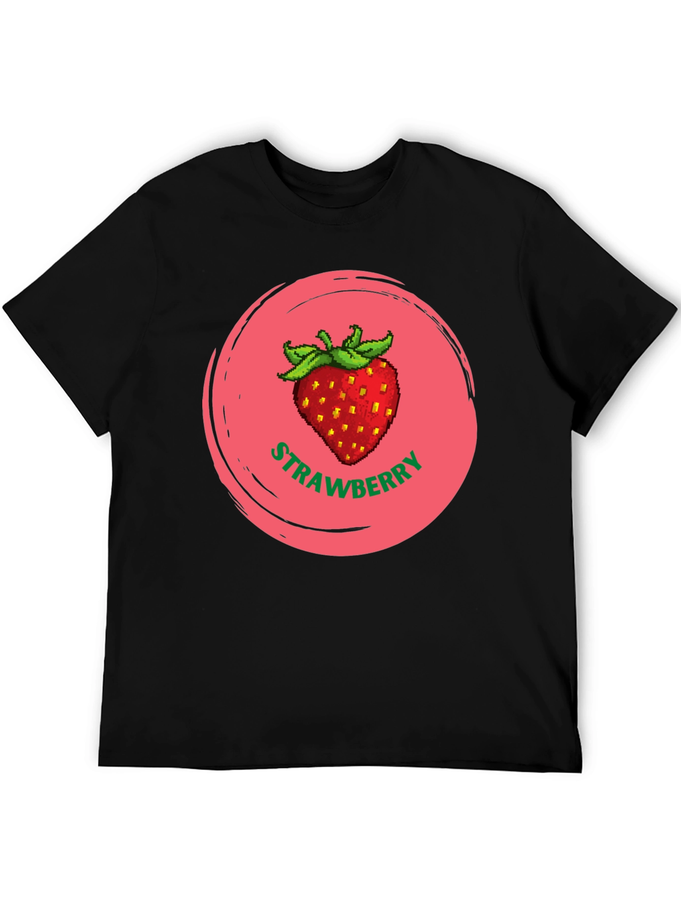 Strawberry Graphic Black T-Shirt