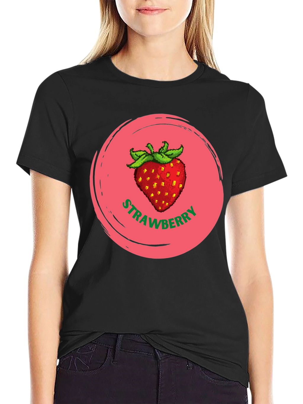 Strawberry Graphic Black T-Shirt