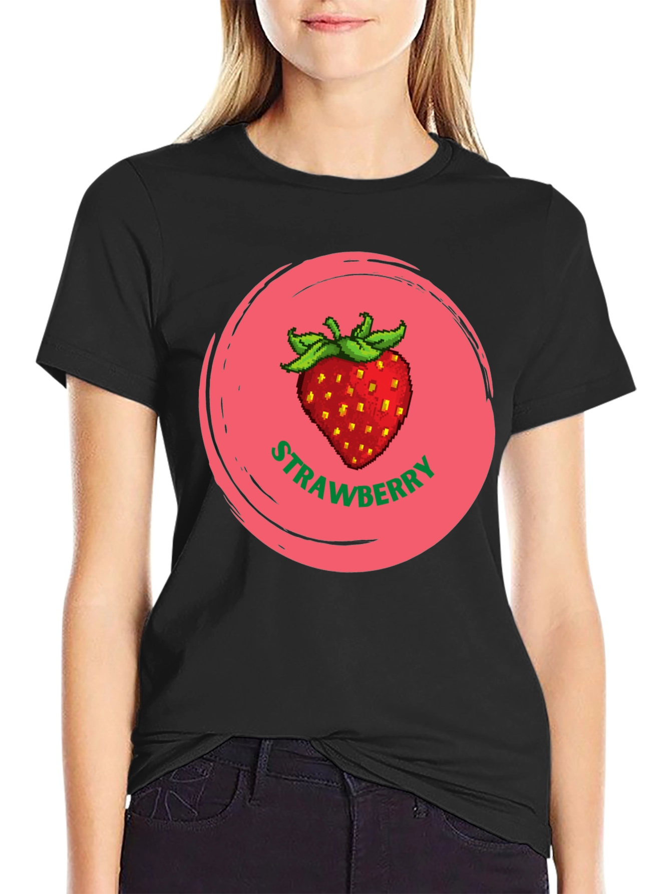 Strawberry Graphic Black T-Shirt