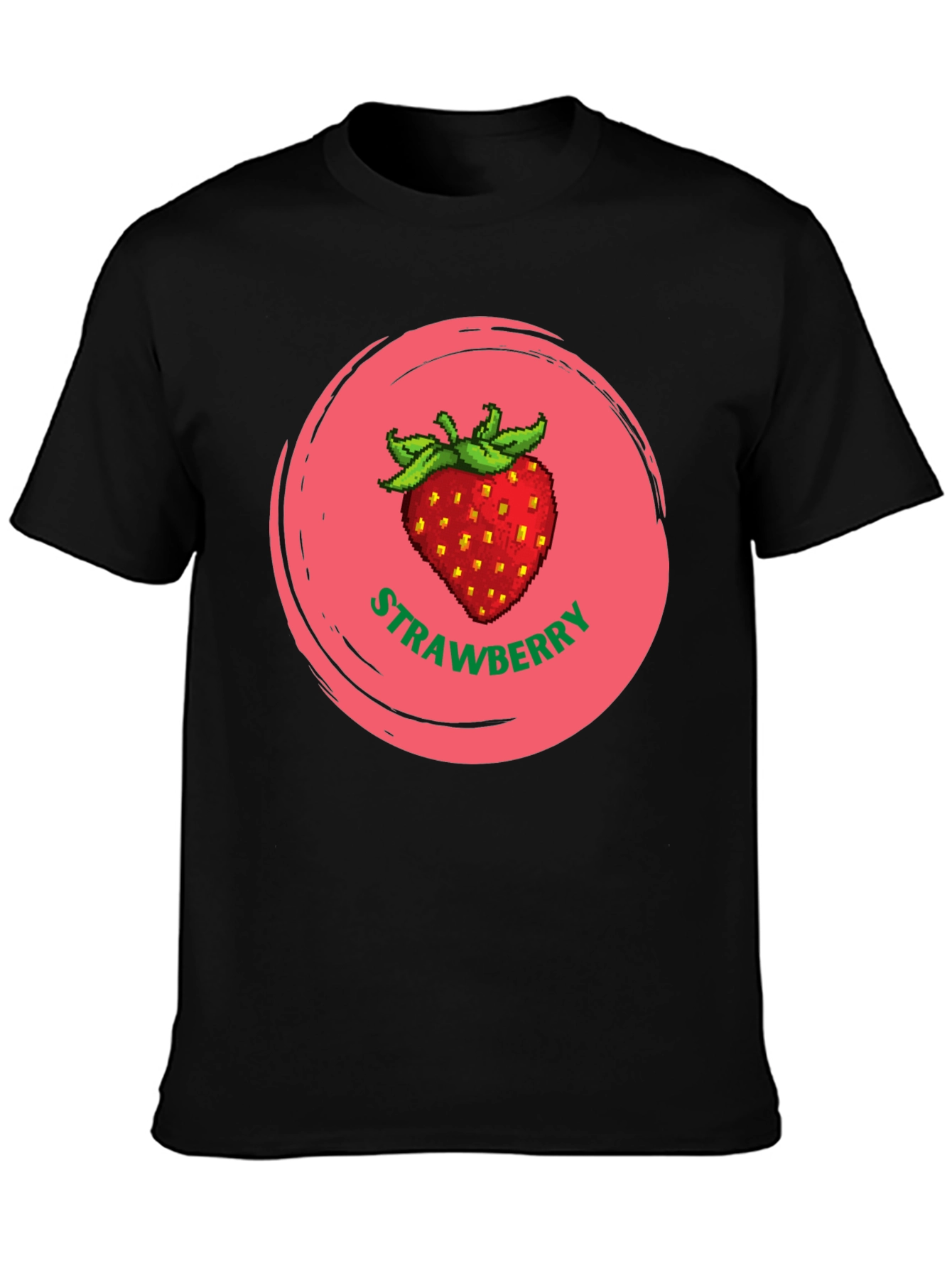 Strawberry Graphic Black T-Shirt
