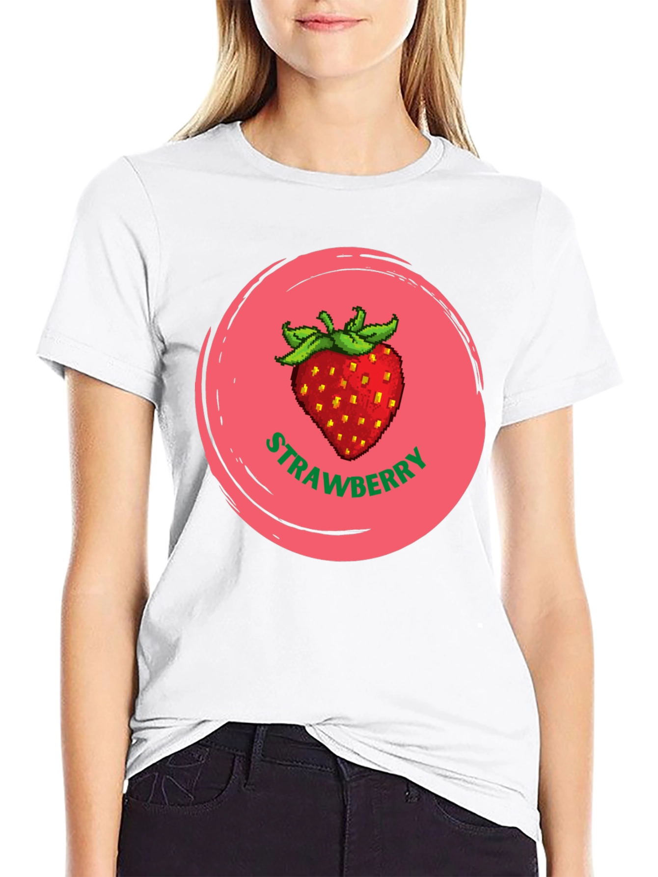 Strawberry Graphic Black T-Shirt