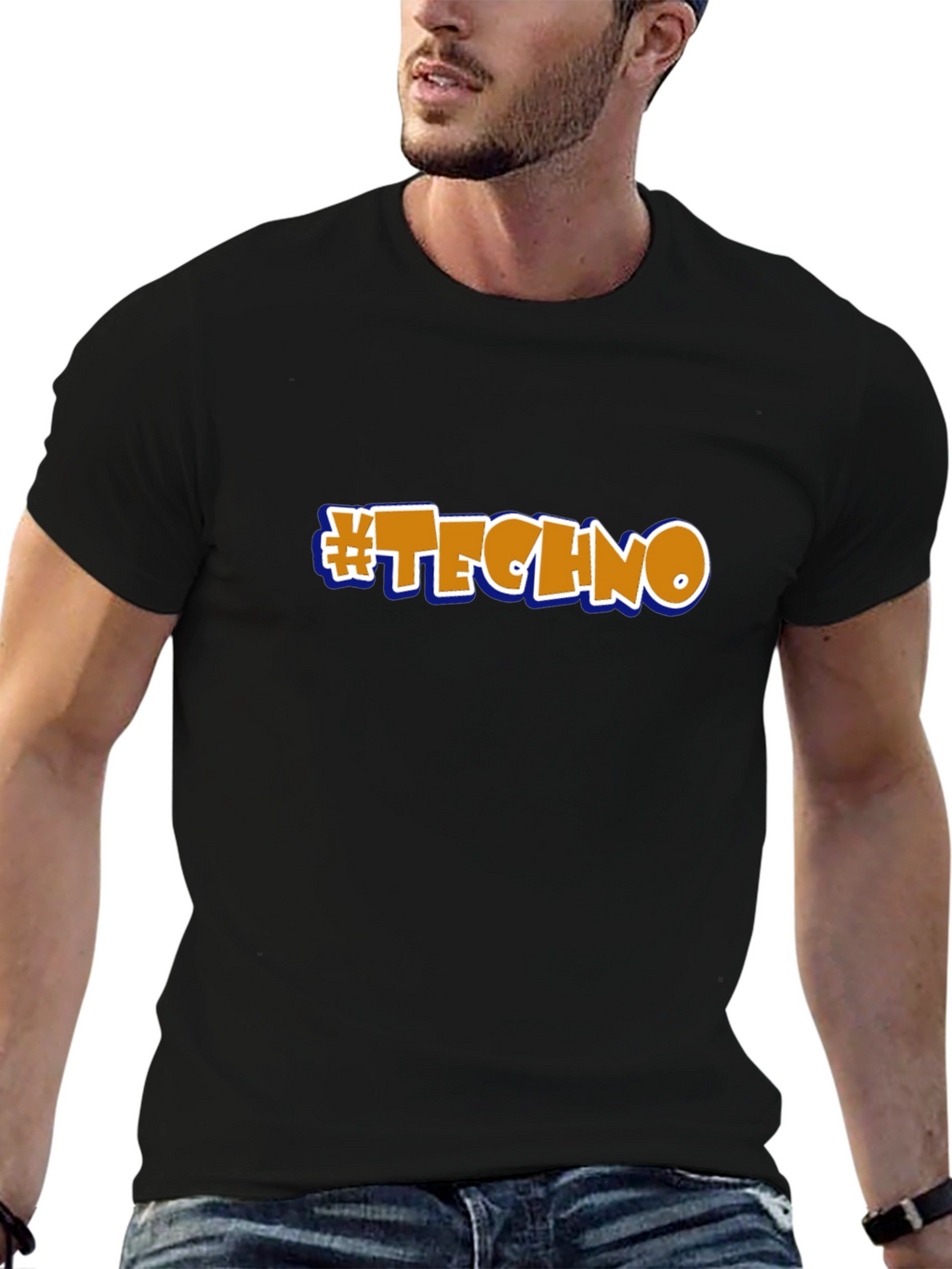 #Techno Black Graphic T-Shirt - Music Lover Tee
