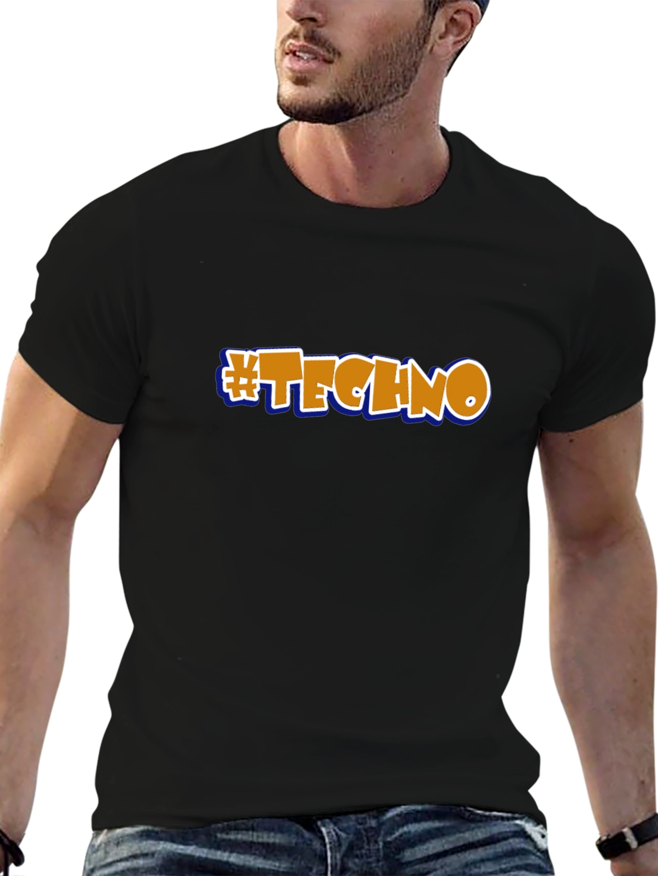 #Techno Black Graphic T-Shirt - Music Lover Tee