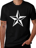 Black T-Shirt with White Star Design