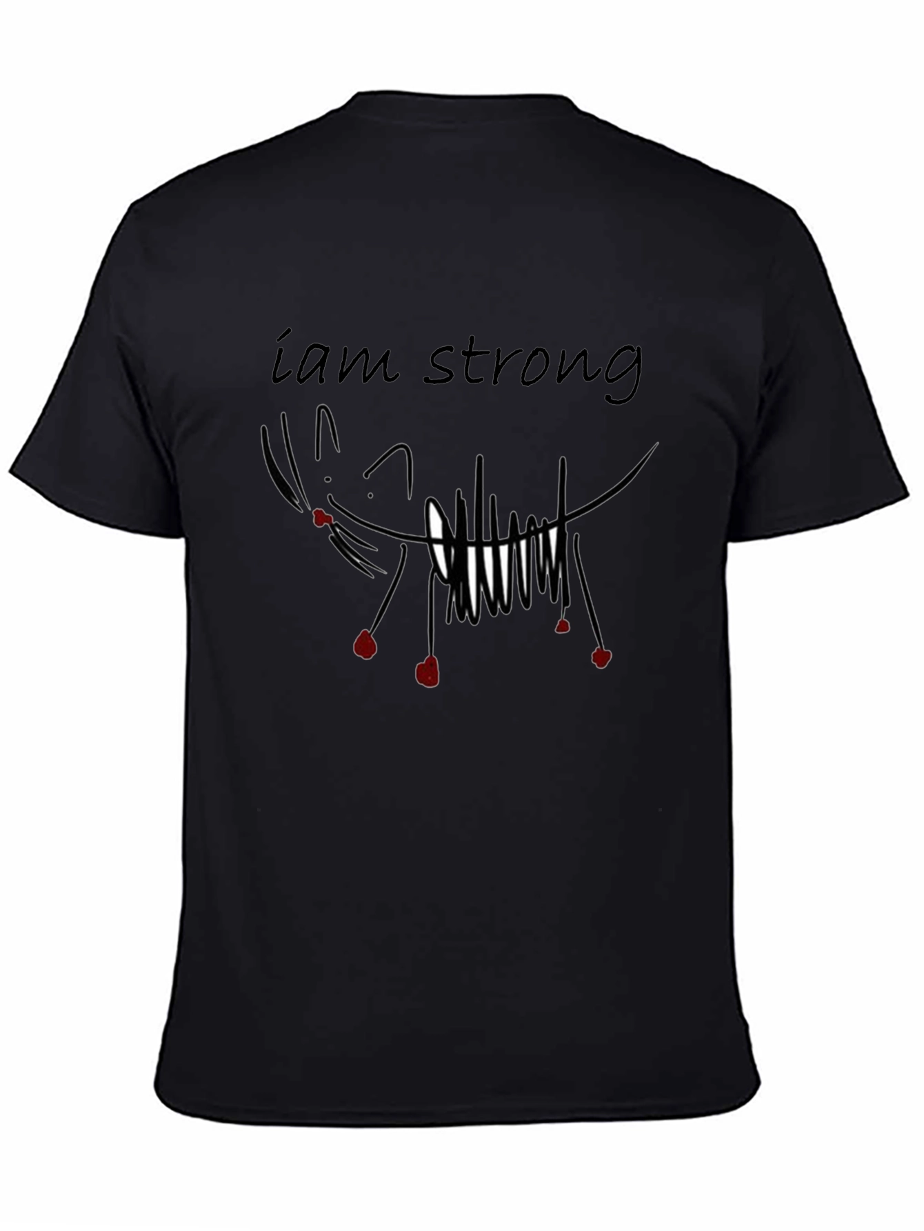 I am Strong Graphic Tee - Black Cotton T-Shirt