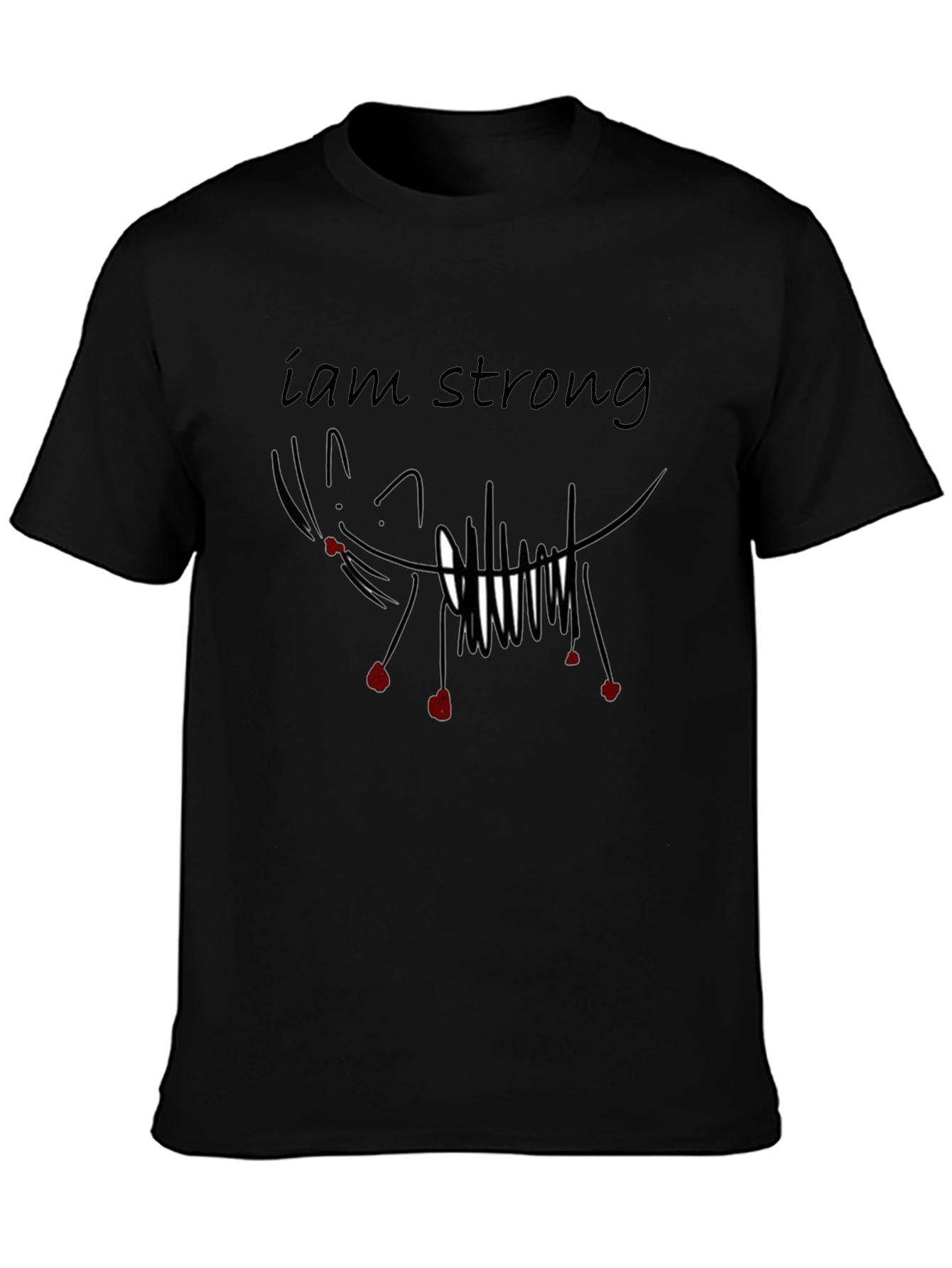 I am Strong Graphic Tee - Black Cotton T-Shirt