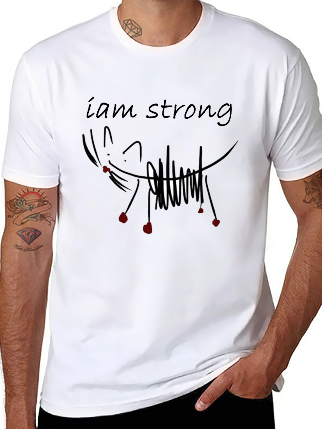 I am Strong Graphic Tee - Black Cotton T-Shirt