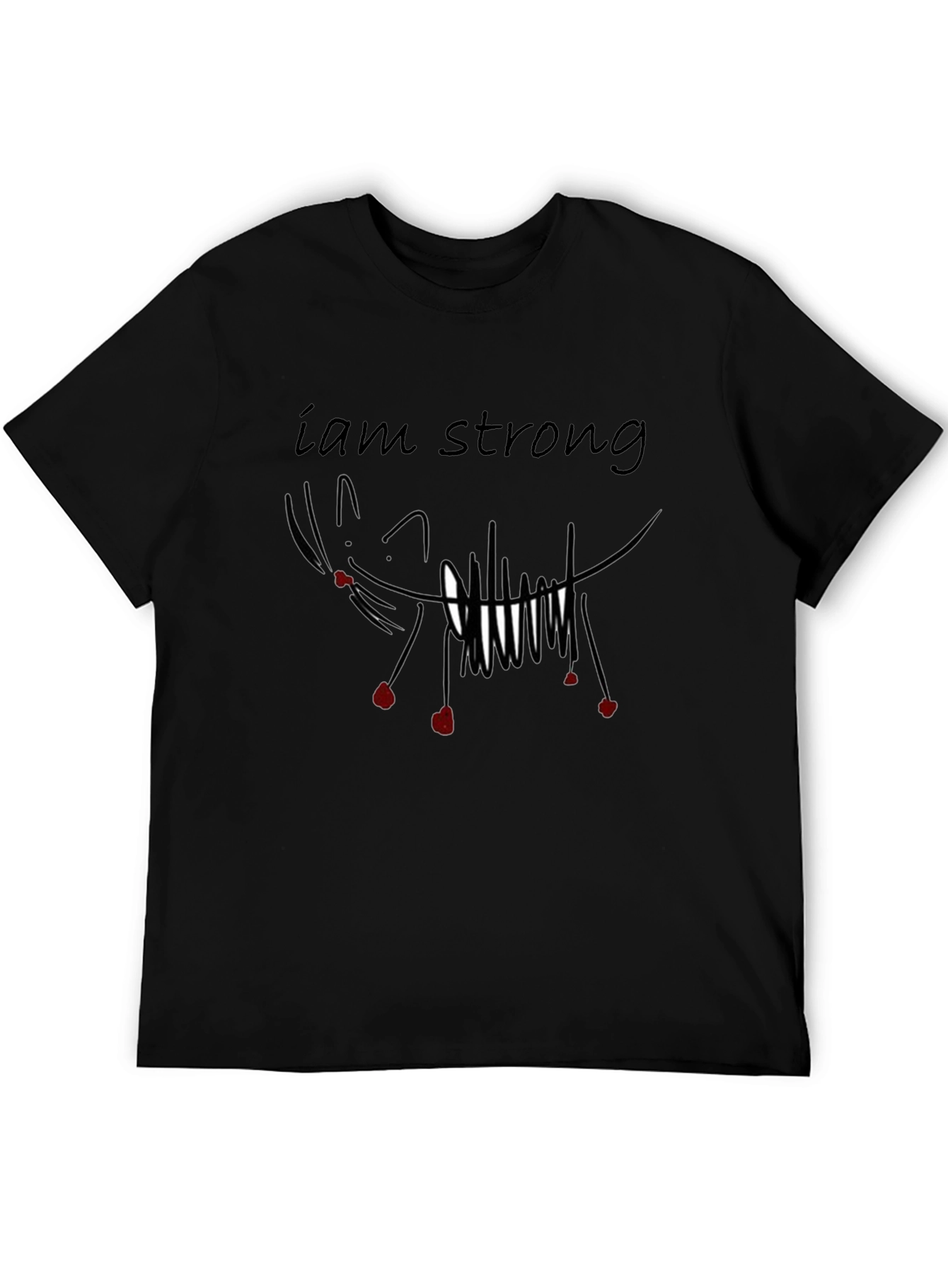 I am Strong Graphic Tee - Black Cotton T-Shirt