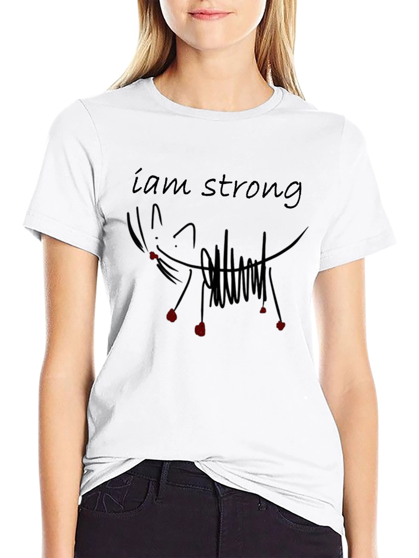 I am Strong Graphic Tee - Black Cotton T-Shirt