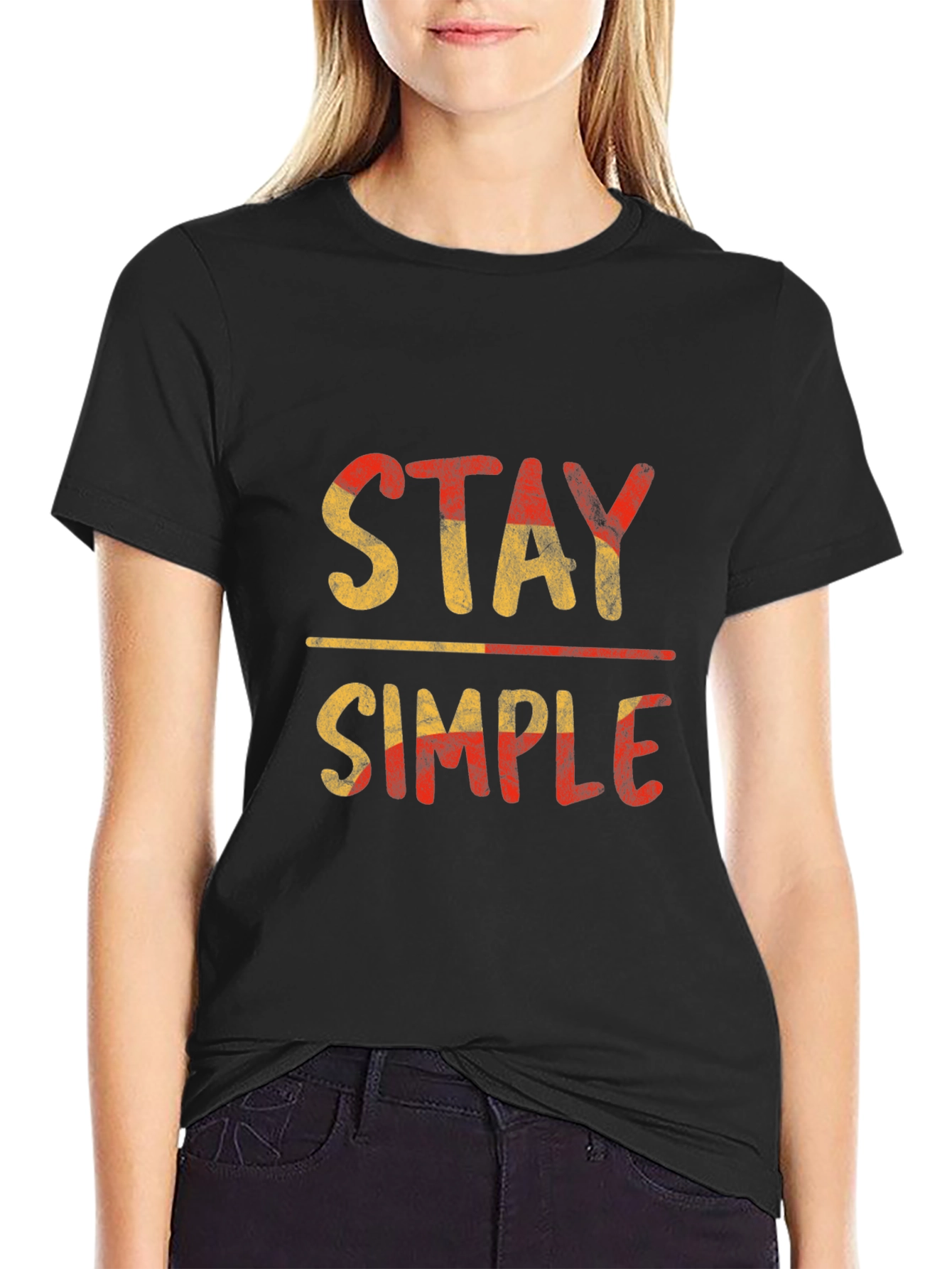 Stay Simple Graphic Tee - Black Casual T-Shirt