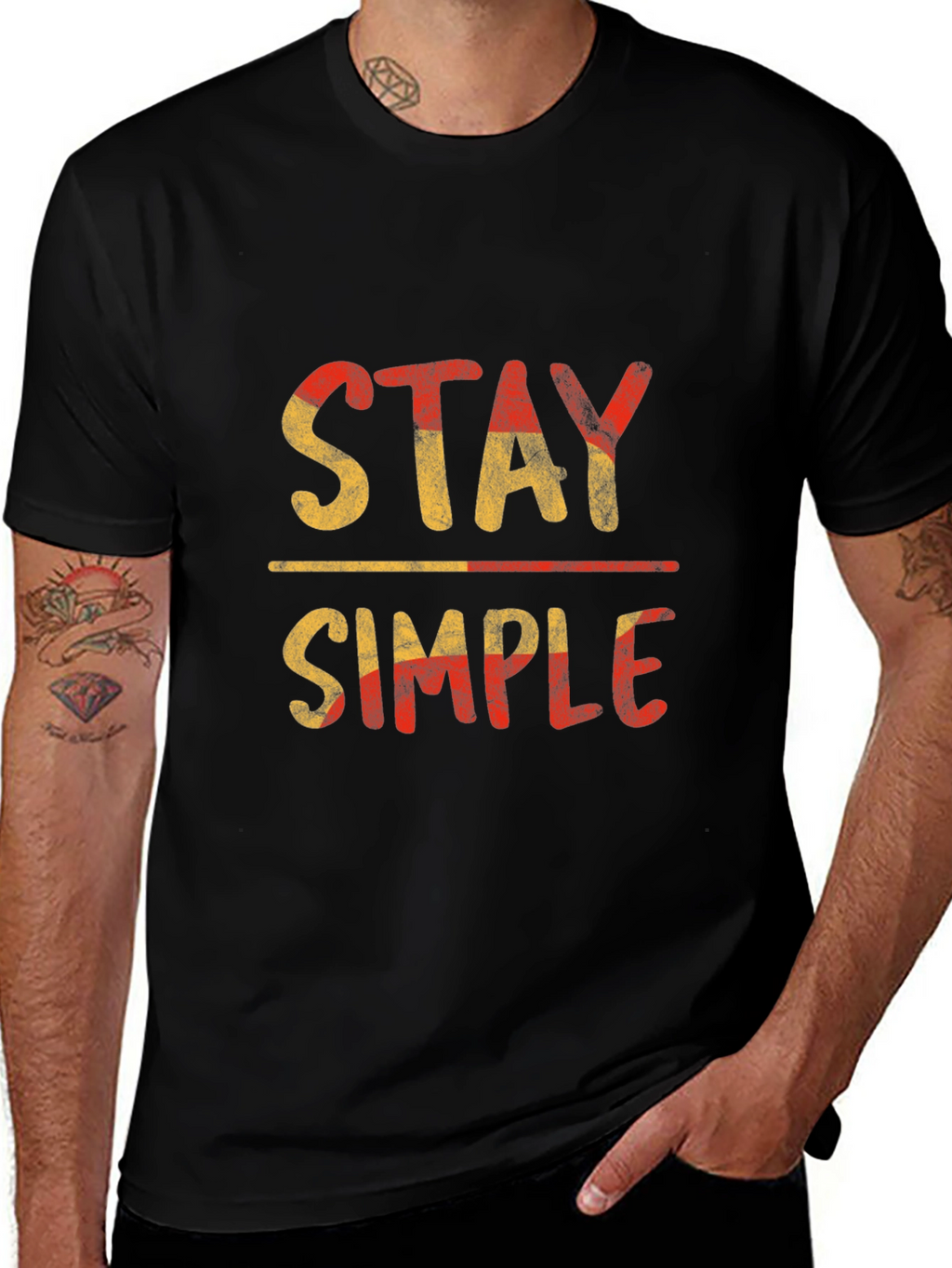 Stay Simple Graphic Tee - Black Casual T-Shirt