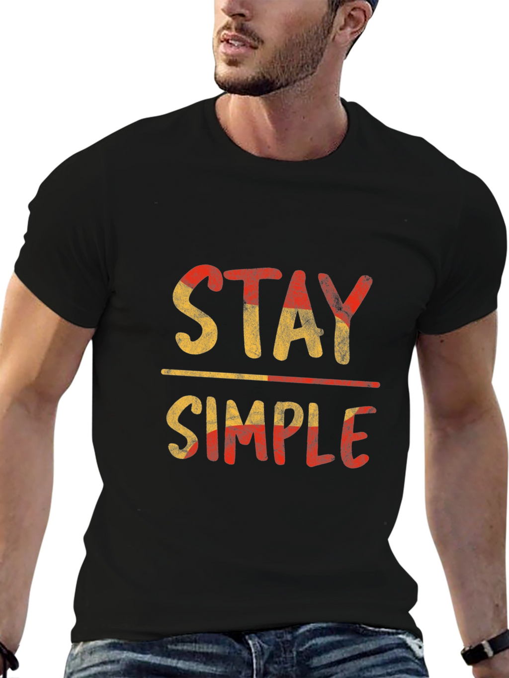 Stay Simple Graphic Tee - Black Casual T-Shirt