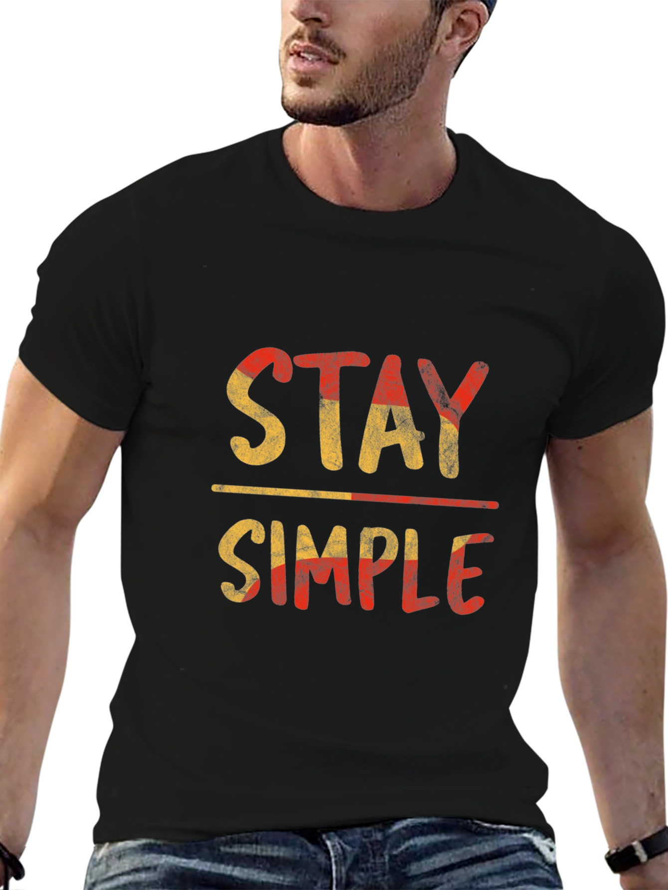 Stay Simple Graphic Tee - Black Casual T-Shirt