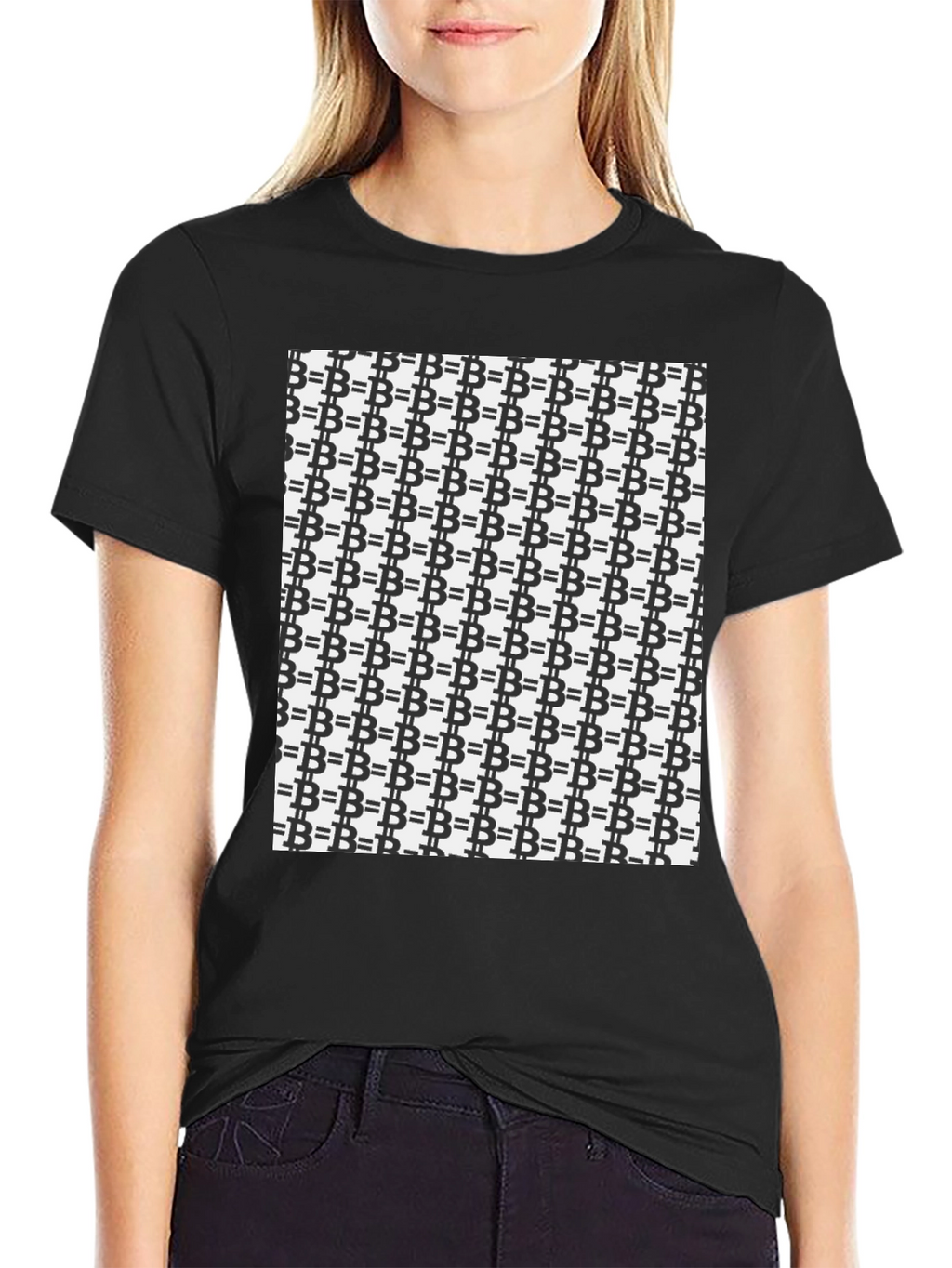 Bitcoin Pattern Black T-Shirt - Crypto Currency Tee