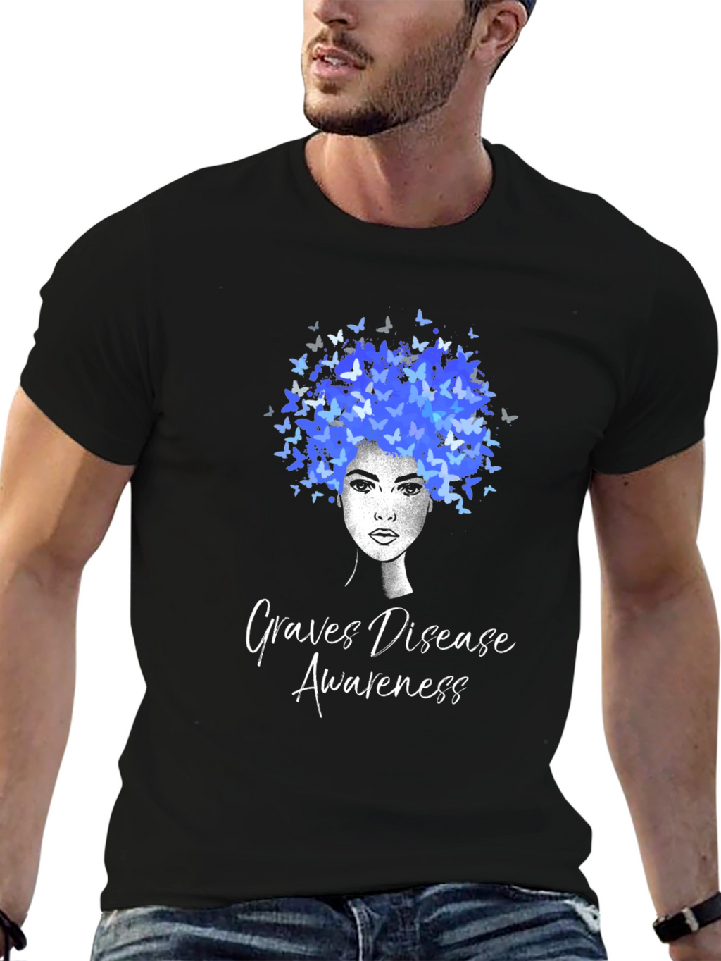 Graves Disease Awareness Butterfly Afro T-Shirt