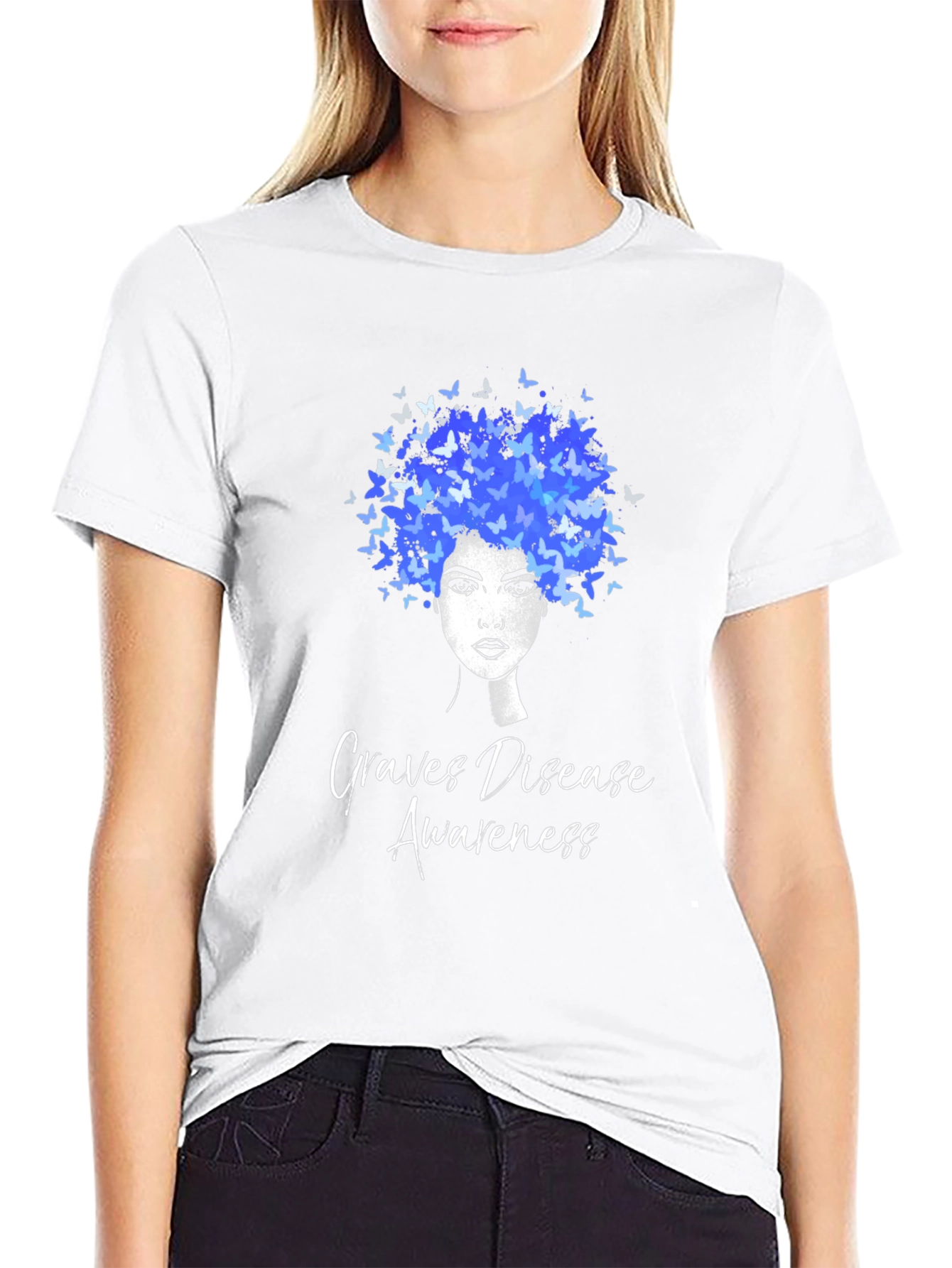 Graves Disease Awareness Butterfly Afro T-Shirt