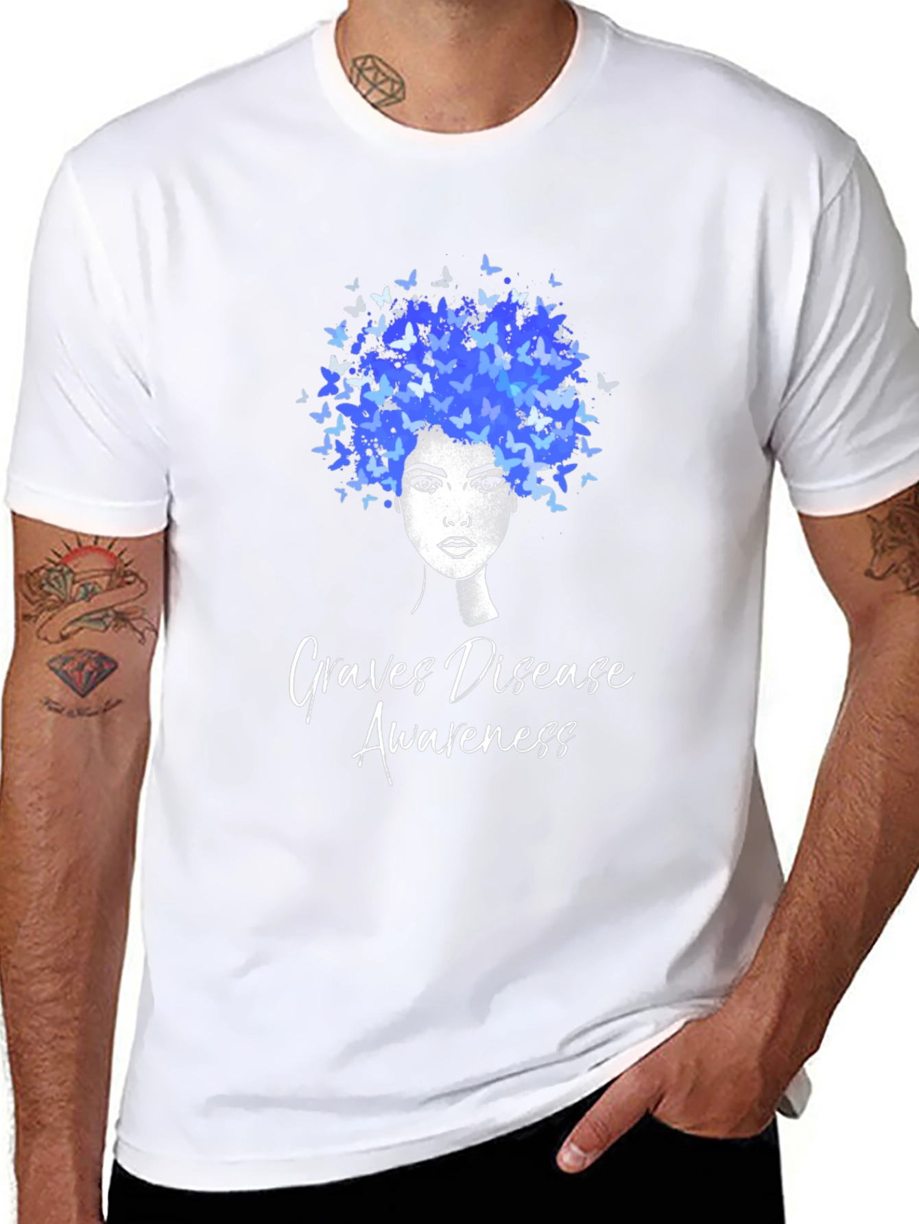 Graves Disease Awareness Butterfly Afro T-Shirt