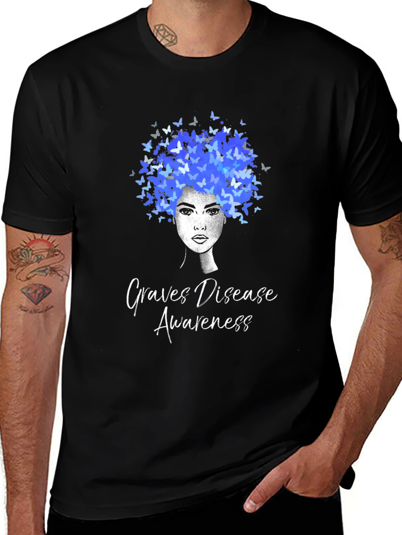 Graves Disease Awareness Butterfly Afro T-Shirt