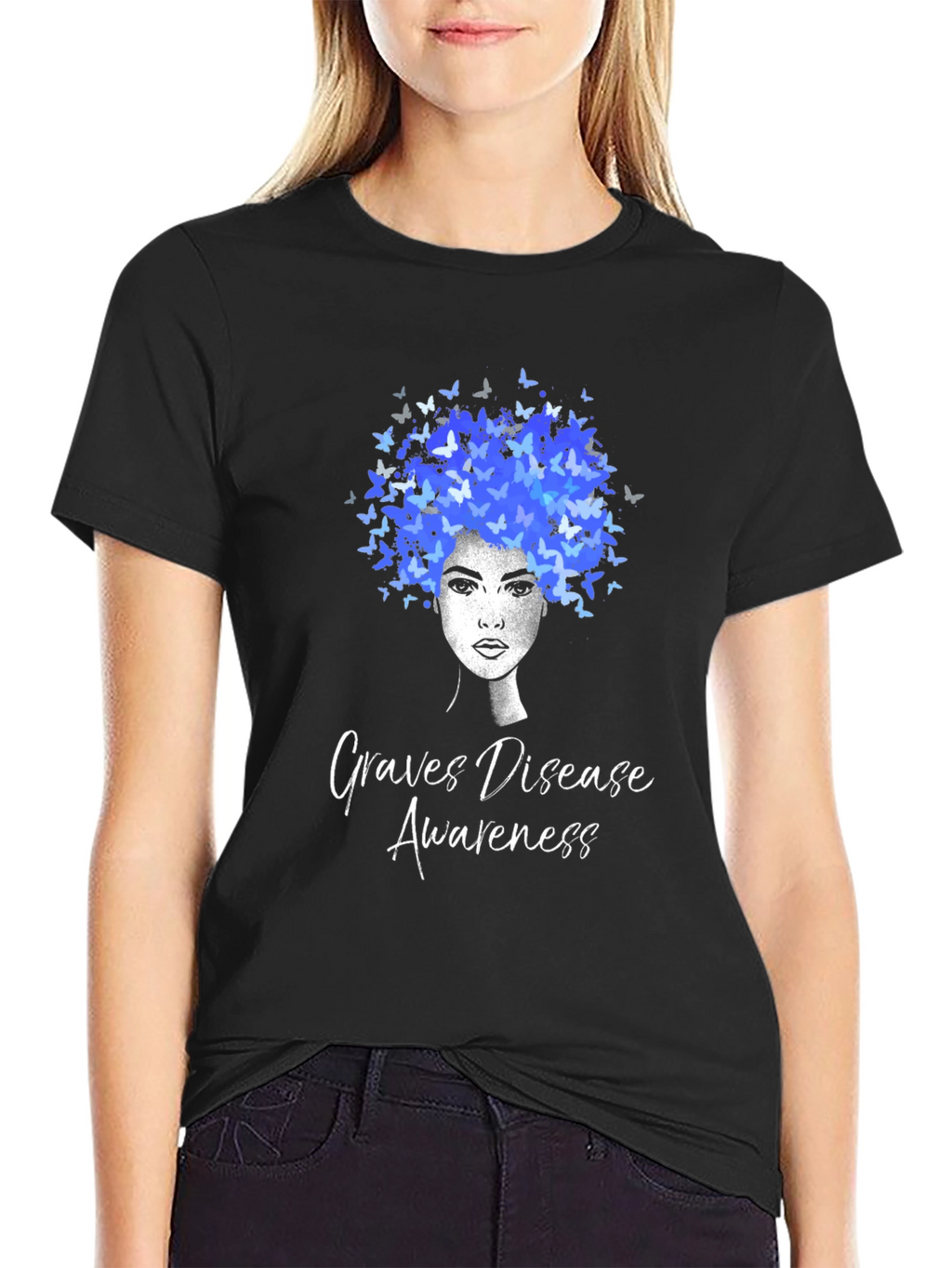 Graves Disease Awareness Butterfly Afro T-Shirt