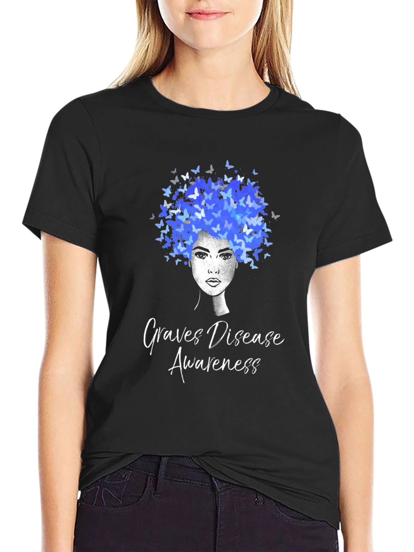 Graves Disease Awareness Butterfly Afro T-Shirt