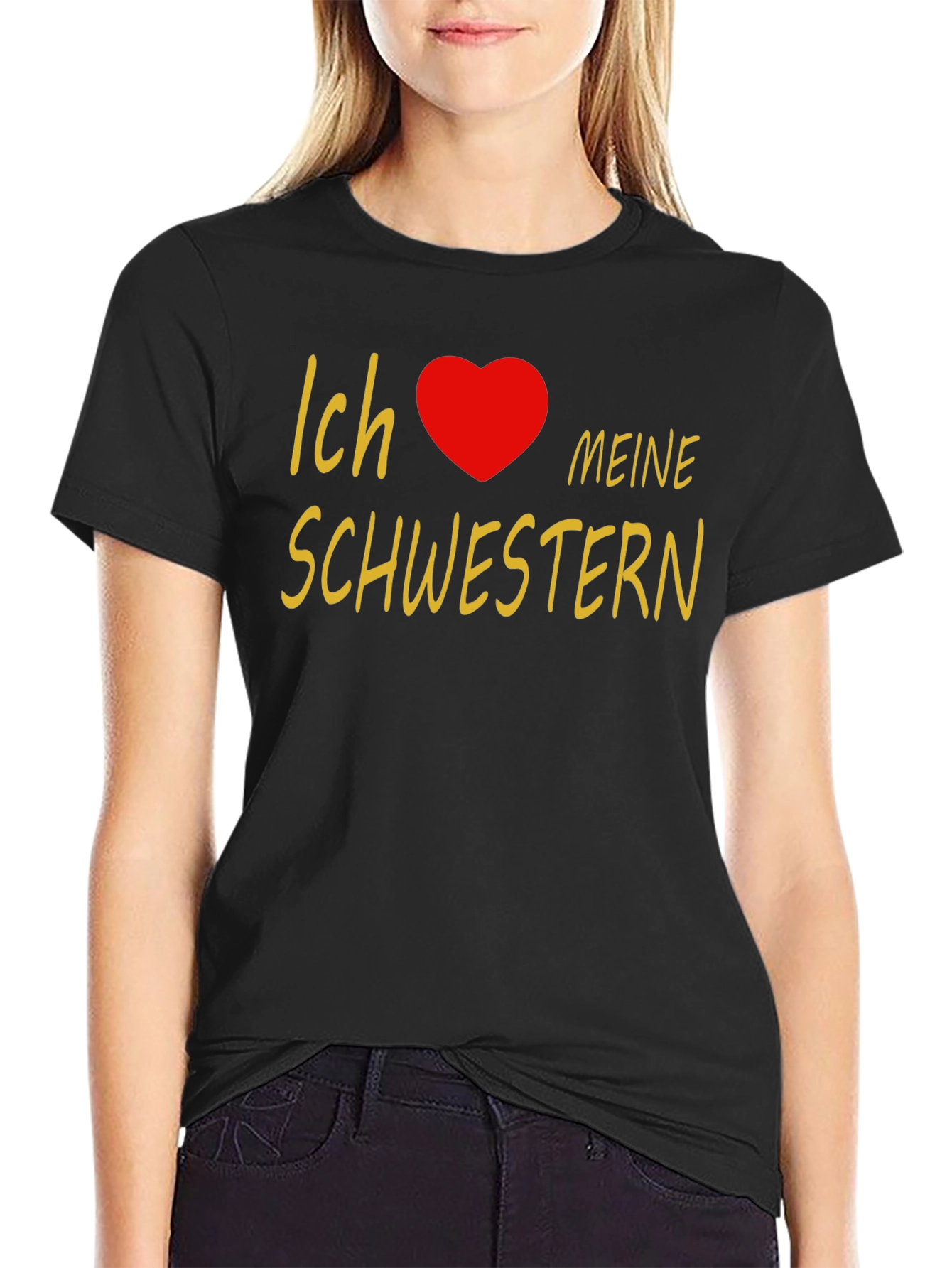 I Love My Sisters T-Shirt - Black Cotton Tee