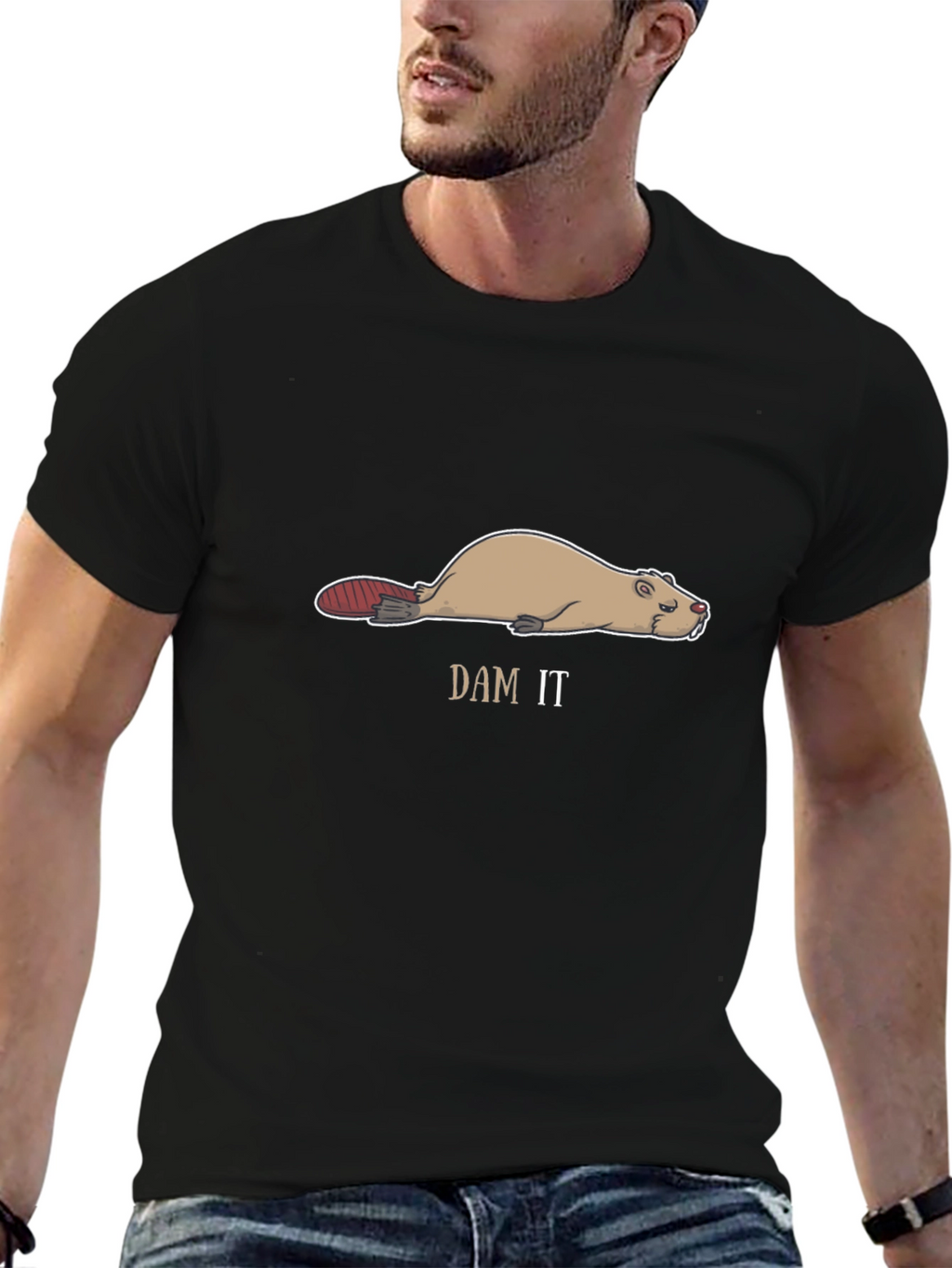 Funny Dam It Beaver T-Shirt - Black