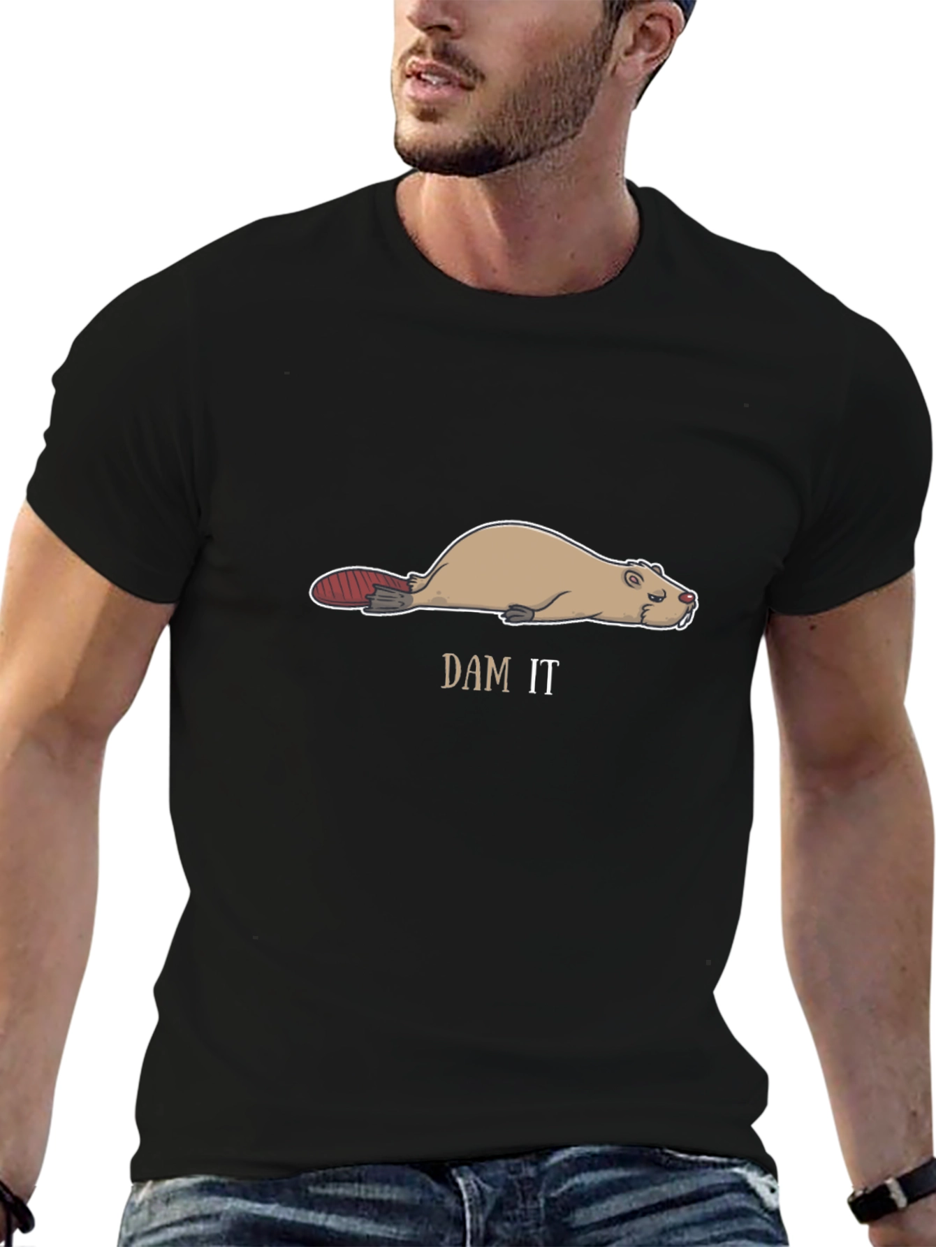 Funny Dam It Beaver T-Shirt - Black