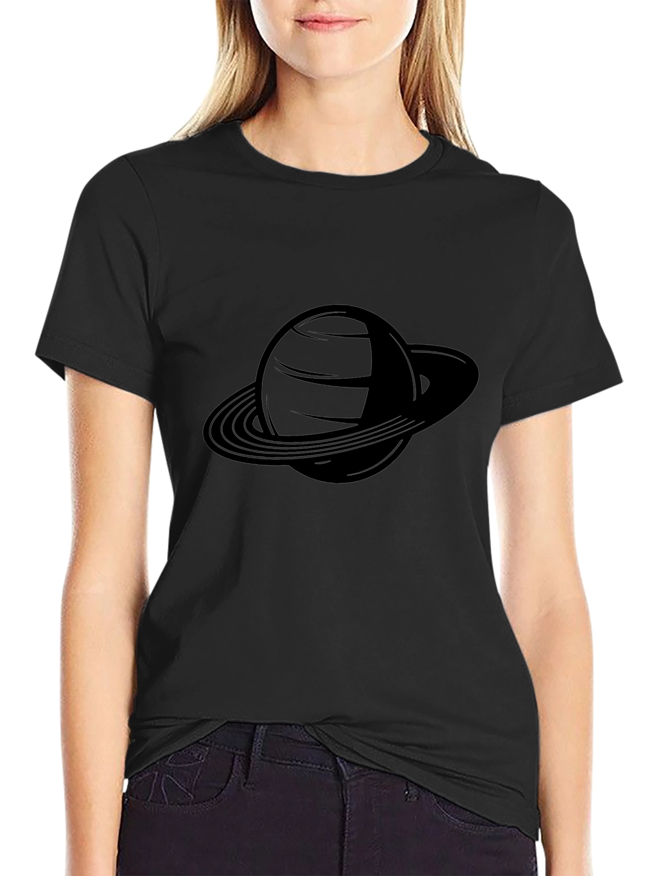 Saturn Graphic Tee - Sleek Black T-Shirt