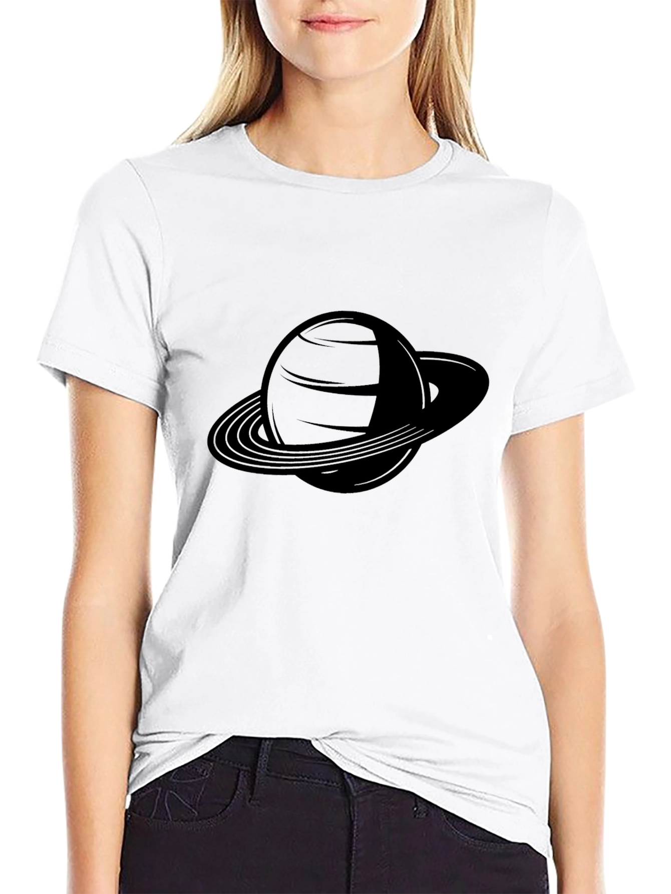 Saturn Graphic Tee - Sleek Black T-Shirt