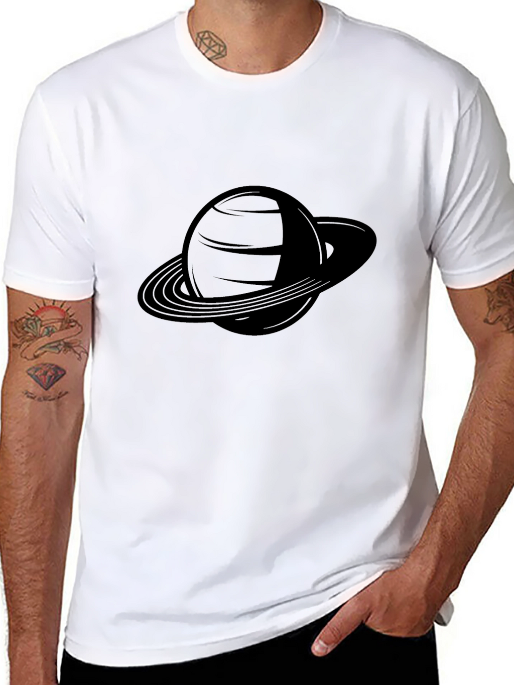 Saturn Graphic Tee - Sleek Black T-Shirt