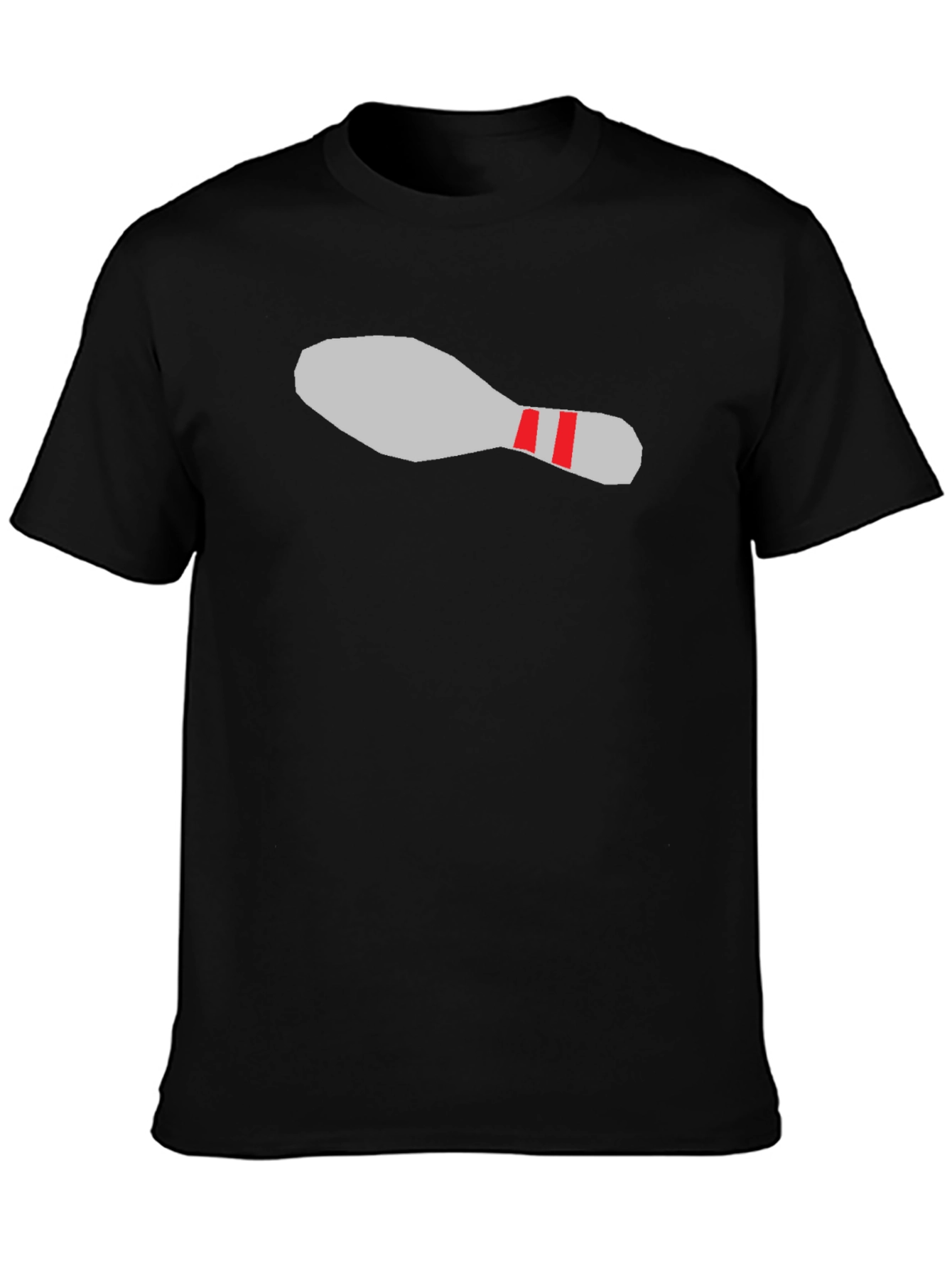 Bowling Pin Graphic Tee - Black Cotton Casual T-Shirt