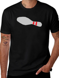 Bowling Pin Graphic Tee - Black Cotton Casual T-Shirt
