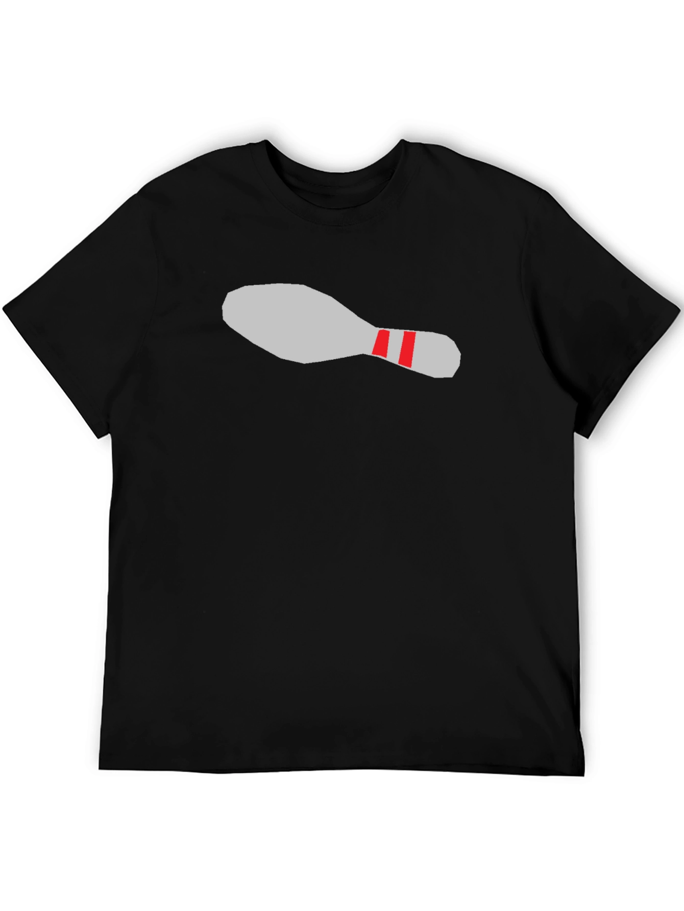 Bowling Pin Graphic Tee - Black Cotton Casual T-Shirt