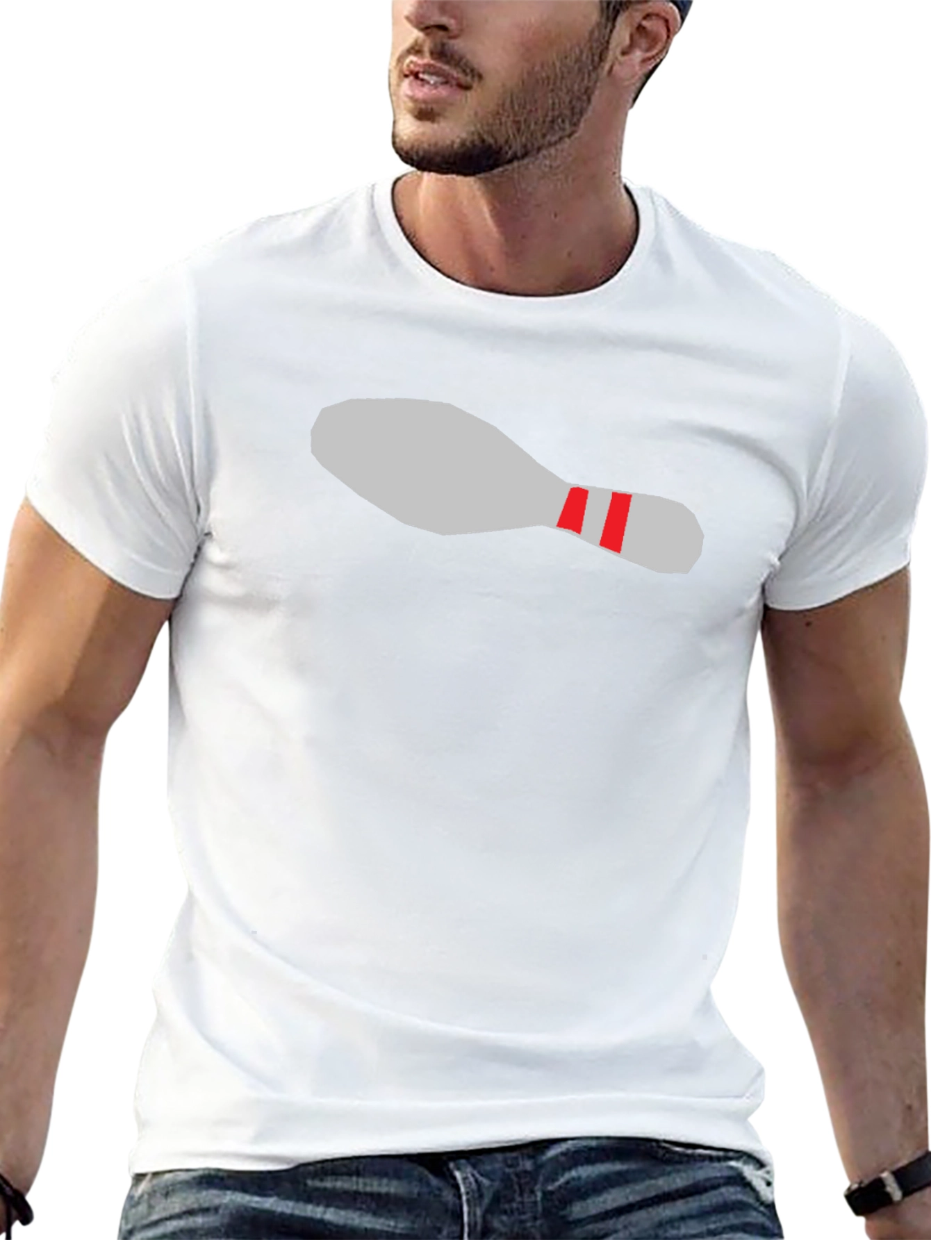 Bowling Pin Graphic Tee - Black Cotton Casual T-Shirt
